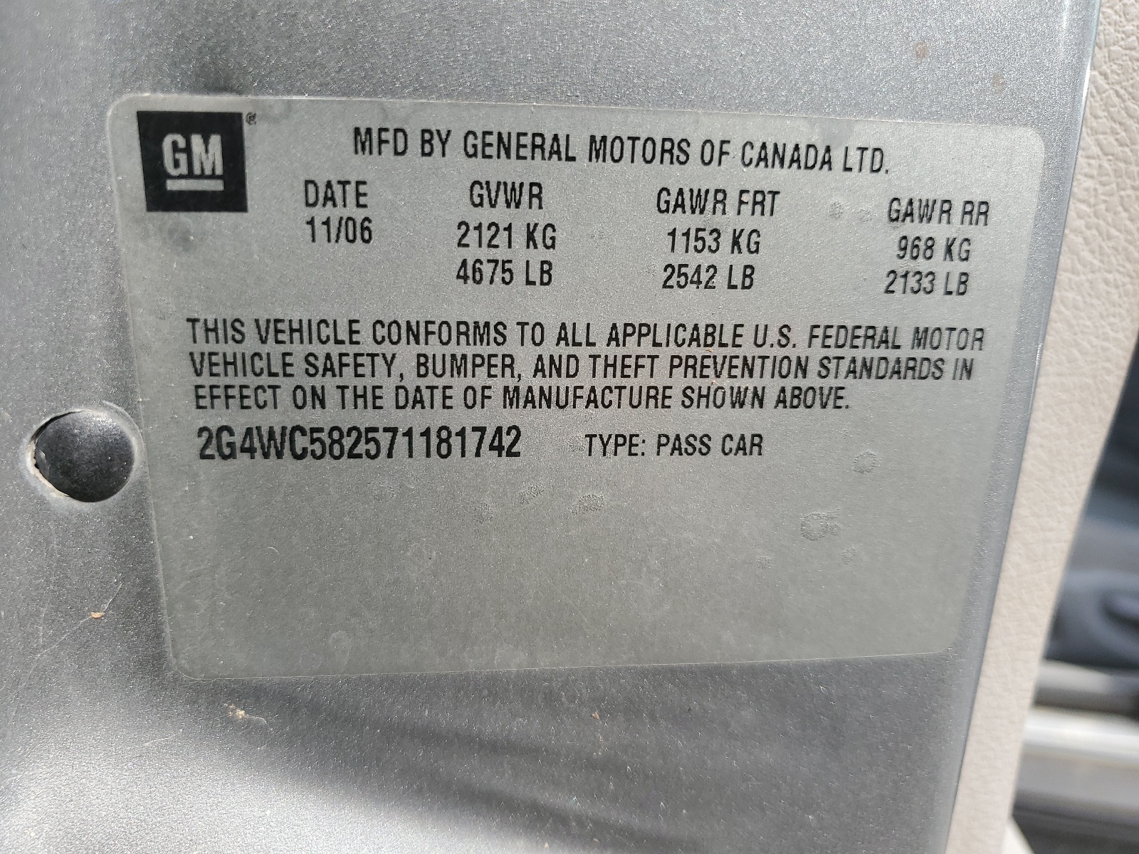 2G4WC582571181742 2007 Buick Lacrosse Cx