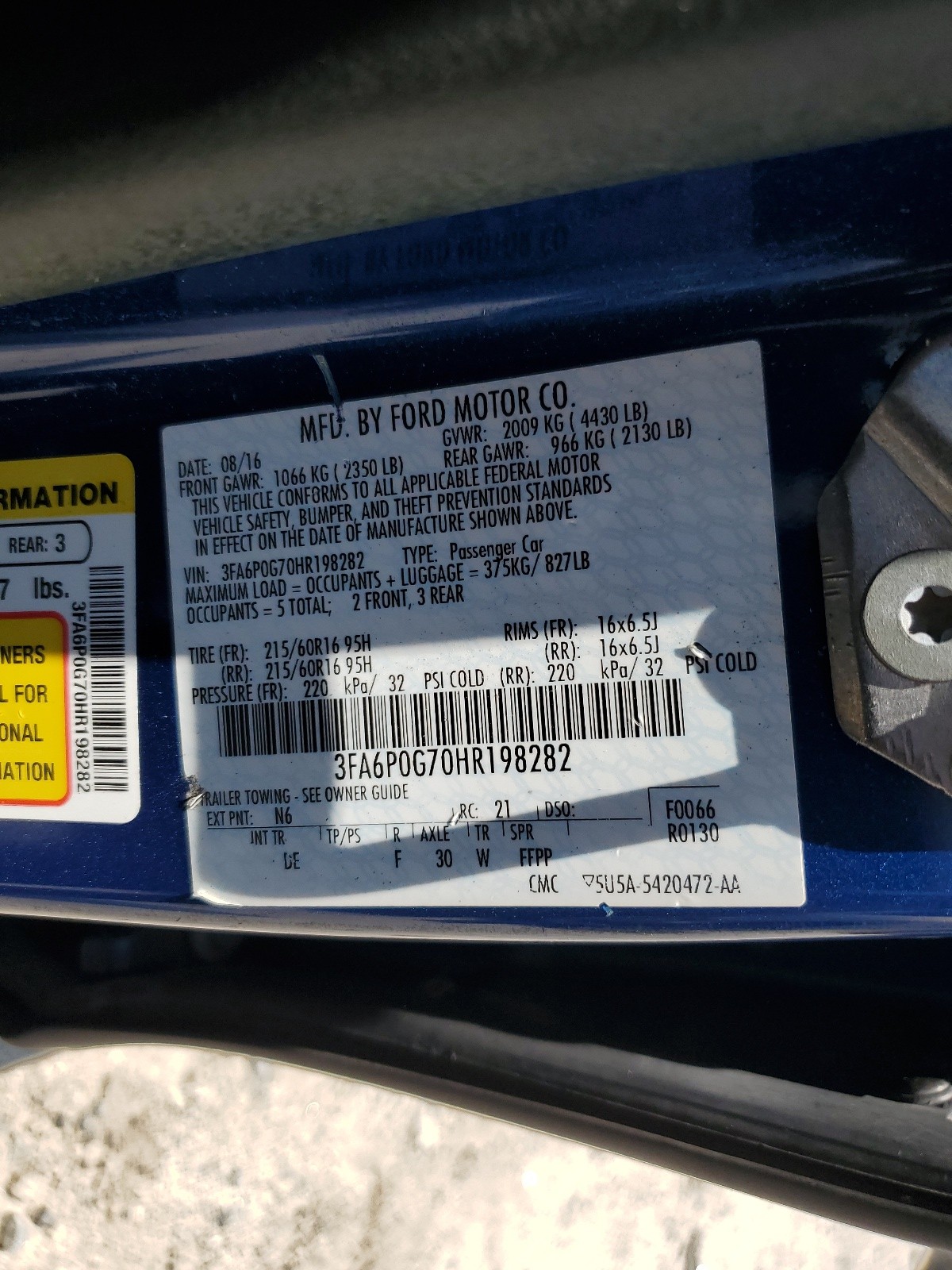 3FA6P0G70HR198282 2017 Ford Fusion S