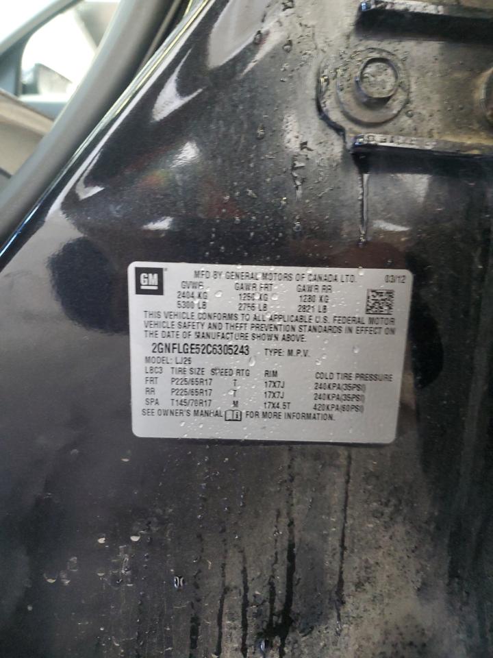 2012 Chevrolet Equinox Ltz VIN: 2GNFLGE52C6305243 Lot: 63896994