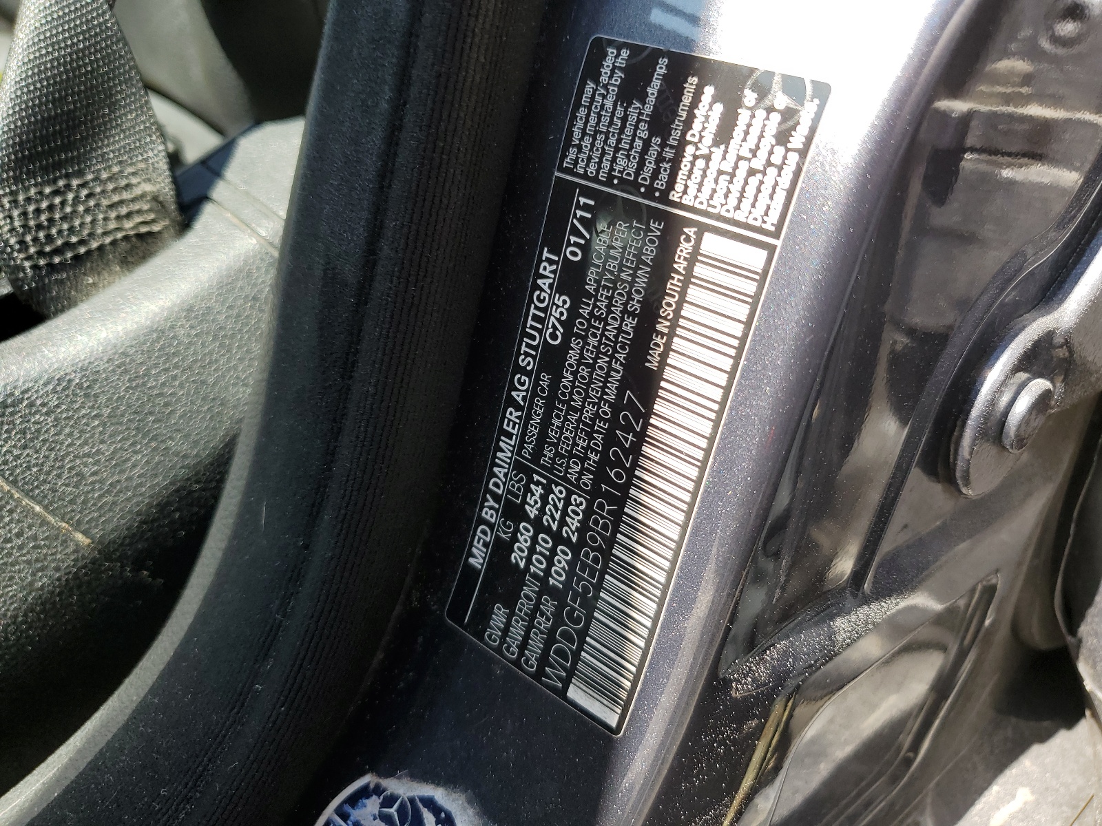 WDDGF5EB9BR162427 2011 Mercedes-Benz C 300