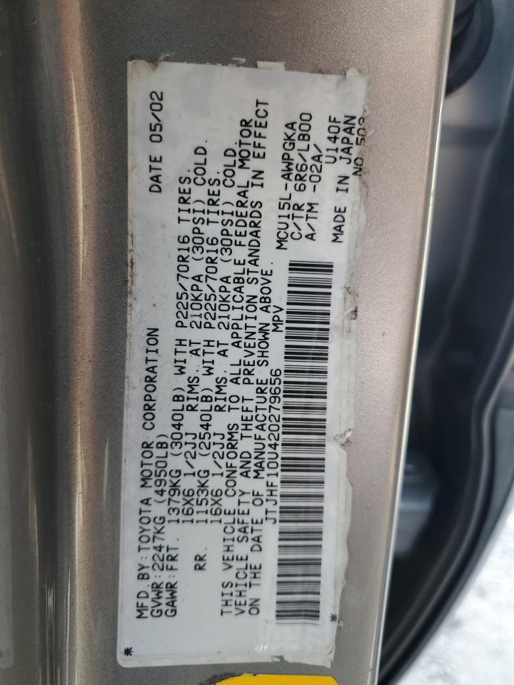 2002 Lexus Rx 300 VIN: JTJHF10U420279656 Lot: 63453684