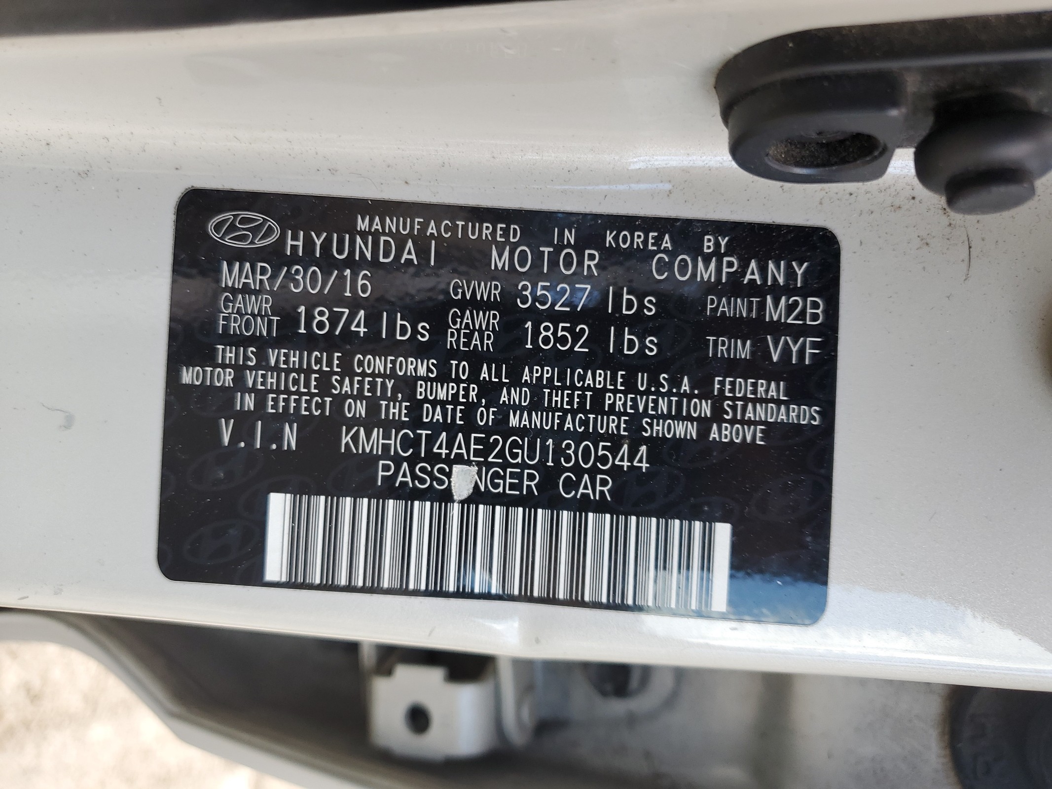 KMHCT4AE2GU130544 2016 Hyundai Accent Se