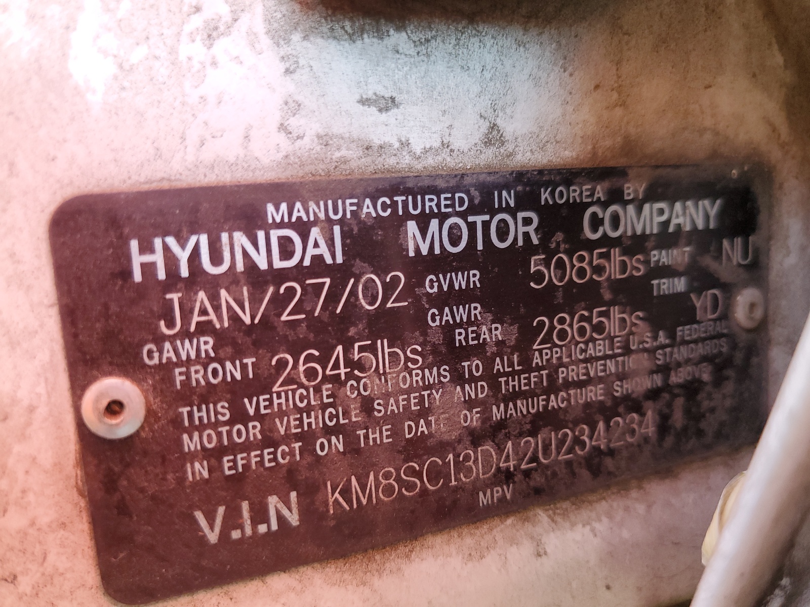 KM8SC13D42U234234 2002 Hyundai Santa Fe Gls