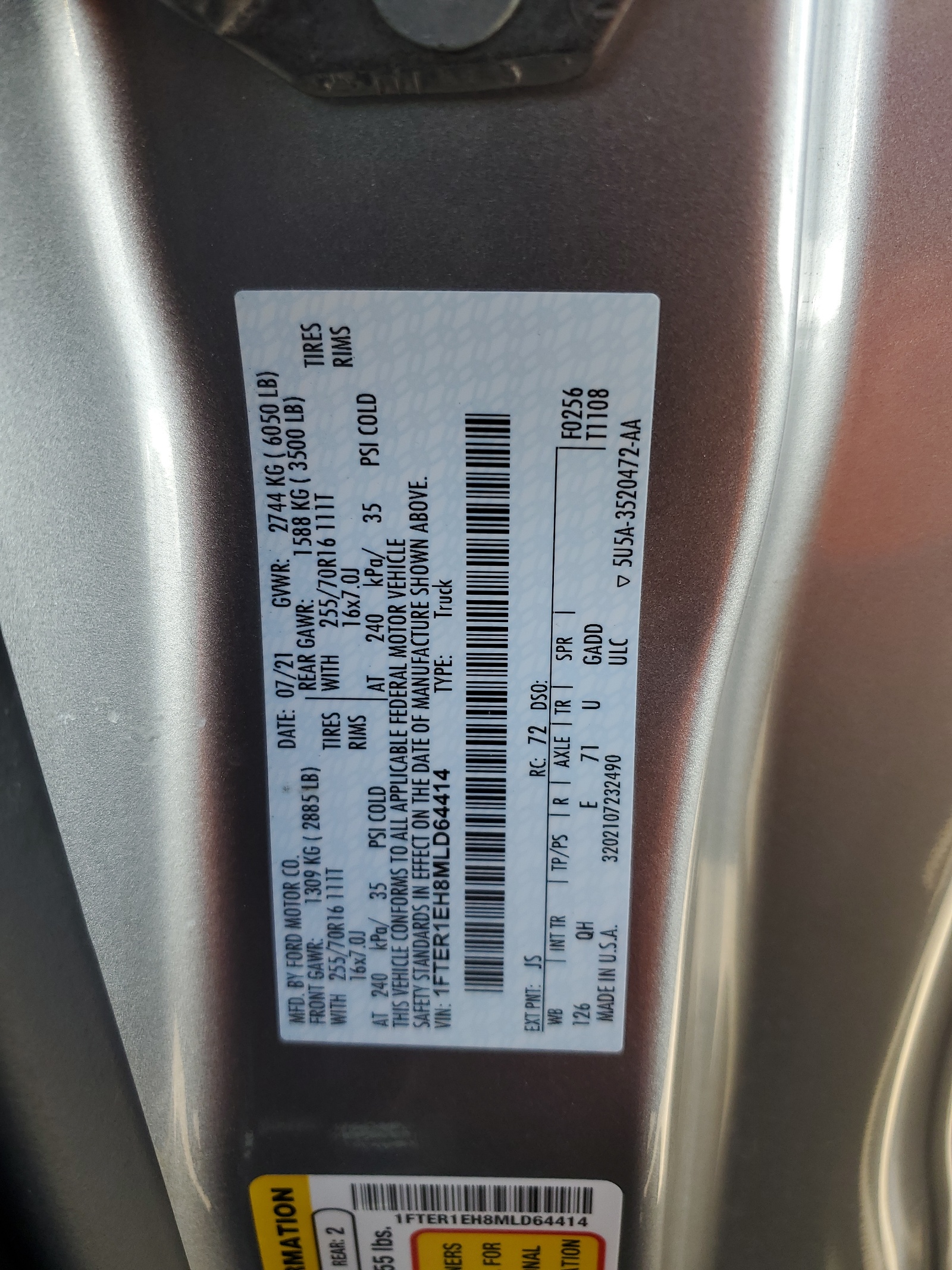 1FTER1EH8MLD64414 2021 Ford Ranger Xl