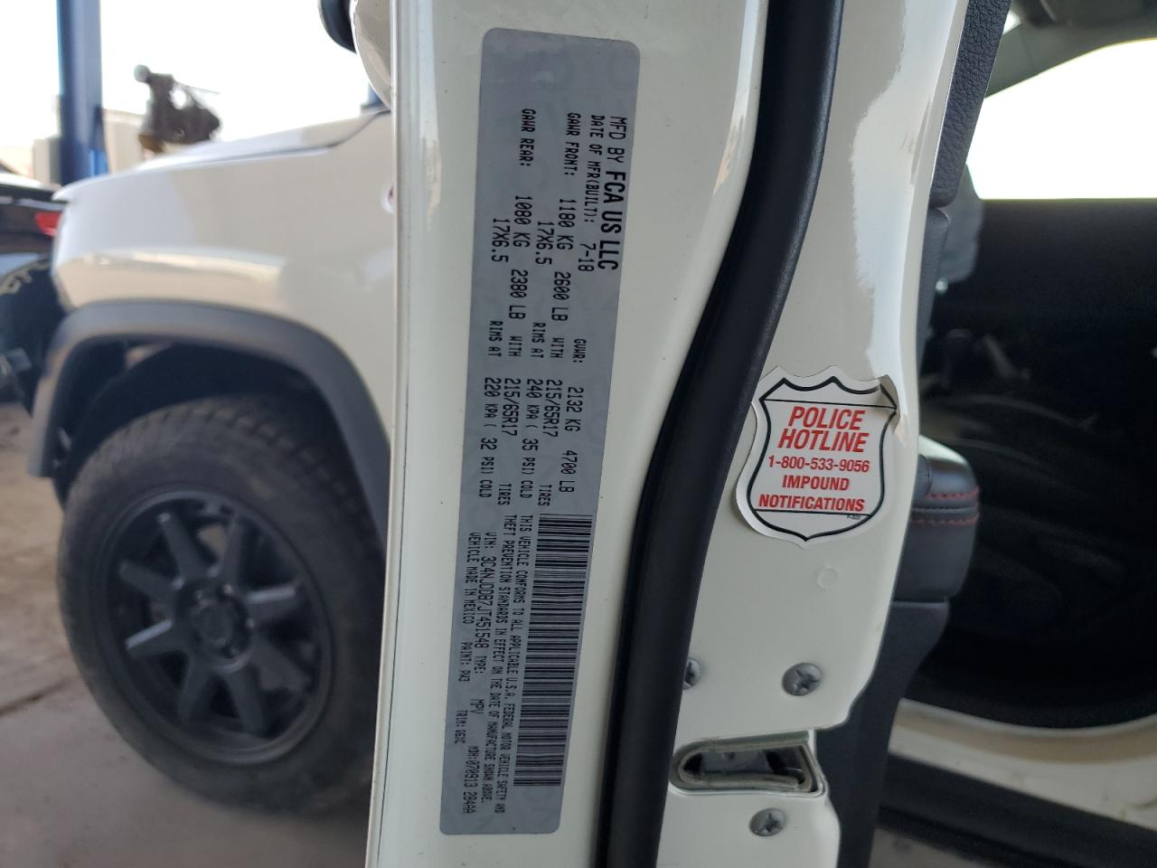 2018 Jeep Compass Trailhawk VIN: 3C4NJDDB7JT451548 Lot: 60731234