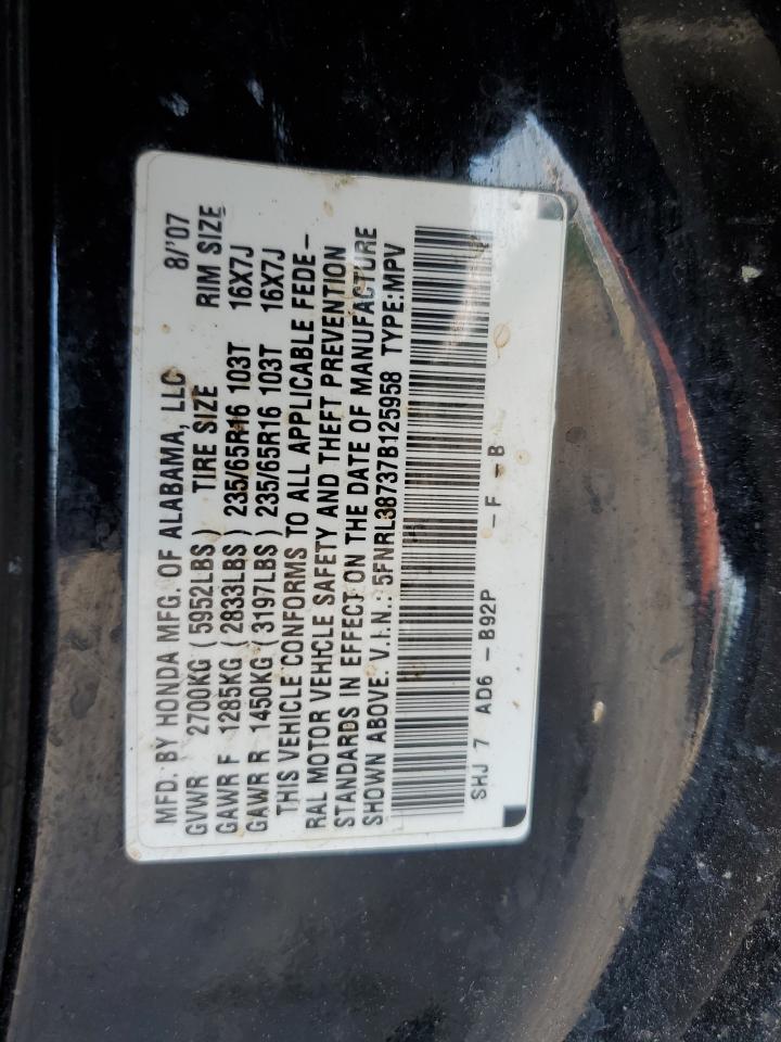 2007 Honda Odyssey Exl VIN: 5FNRL38737B125958 Lot: 61758584