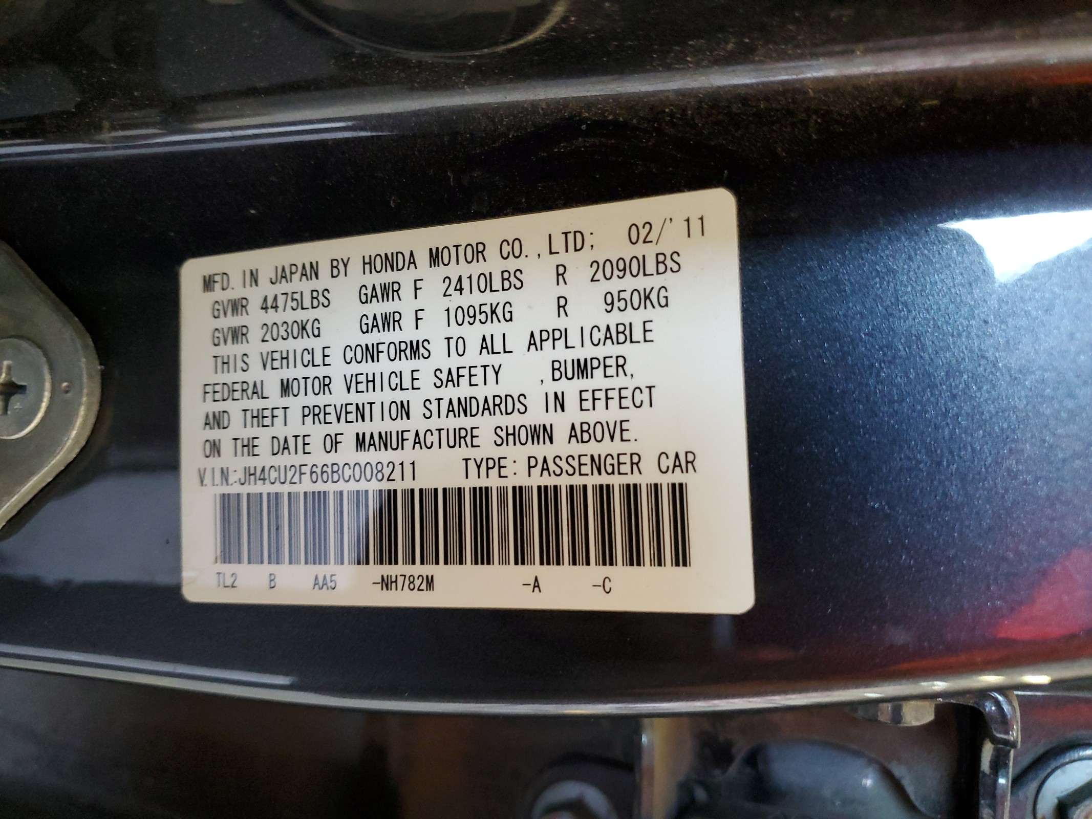 JH4CU2F66BC008211 2011 Acura Tsx