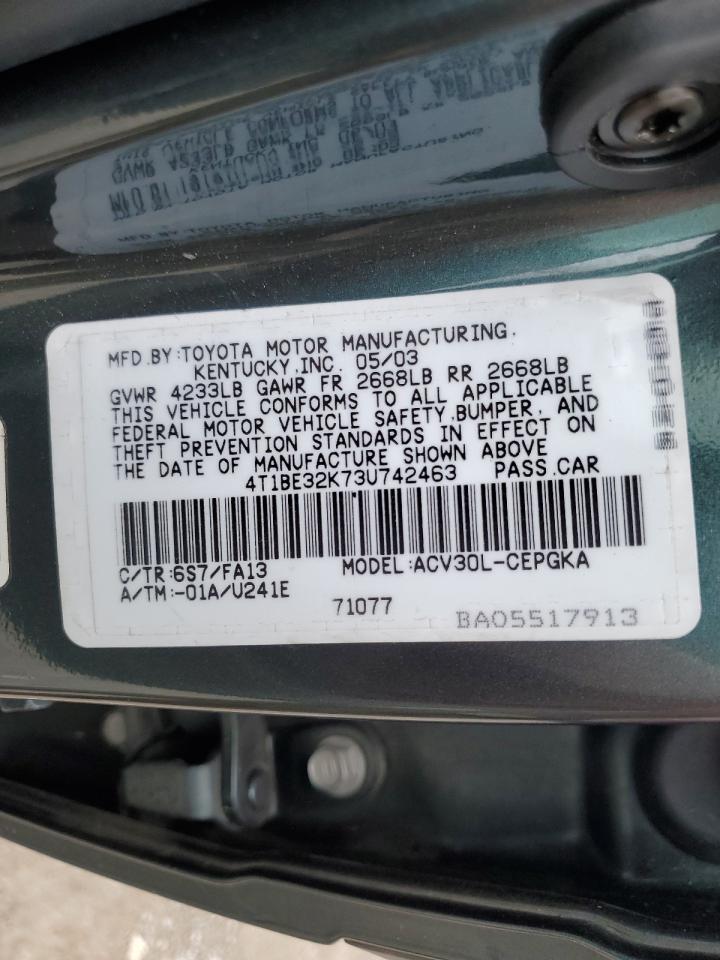 2003 Toyota Camry Le VIN: 4T1BE32K73U742463 Lot: 64671744