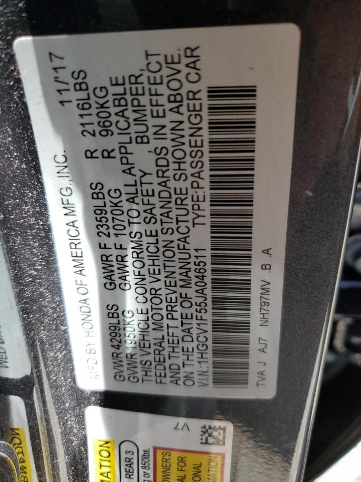 1HGCV1F55JA046511 2018 Honda Accord Exl