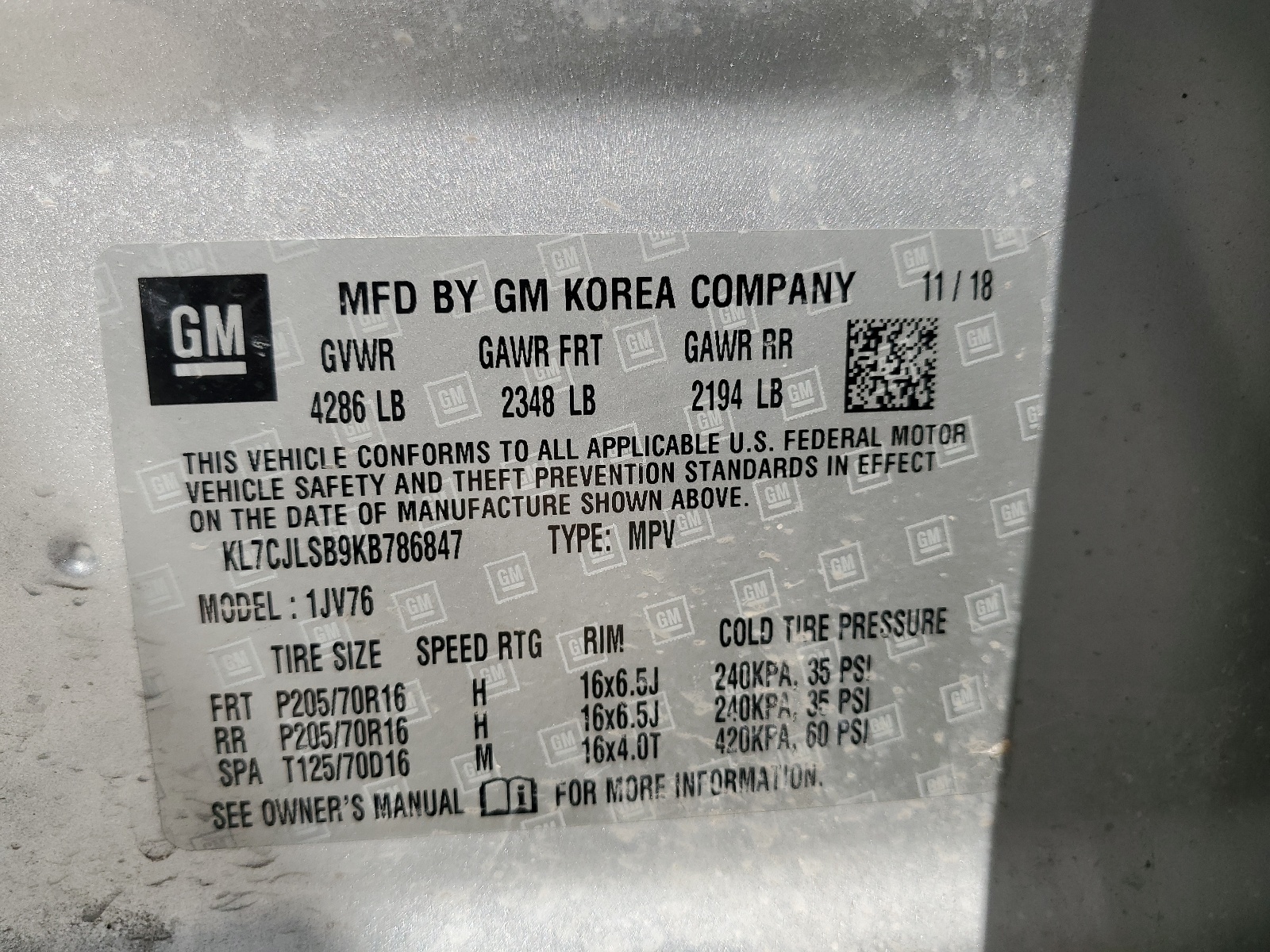 KL7CJLSB9KB786847 2019 Chevrolet Trax 1Lt