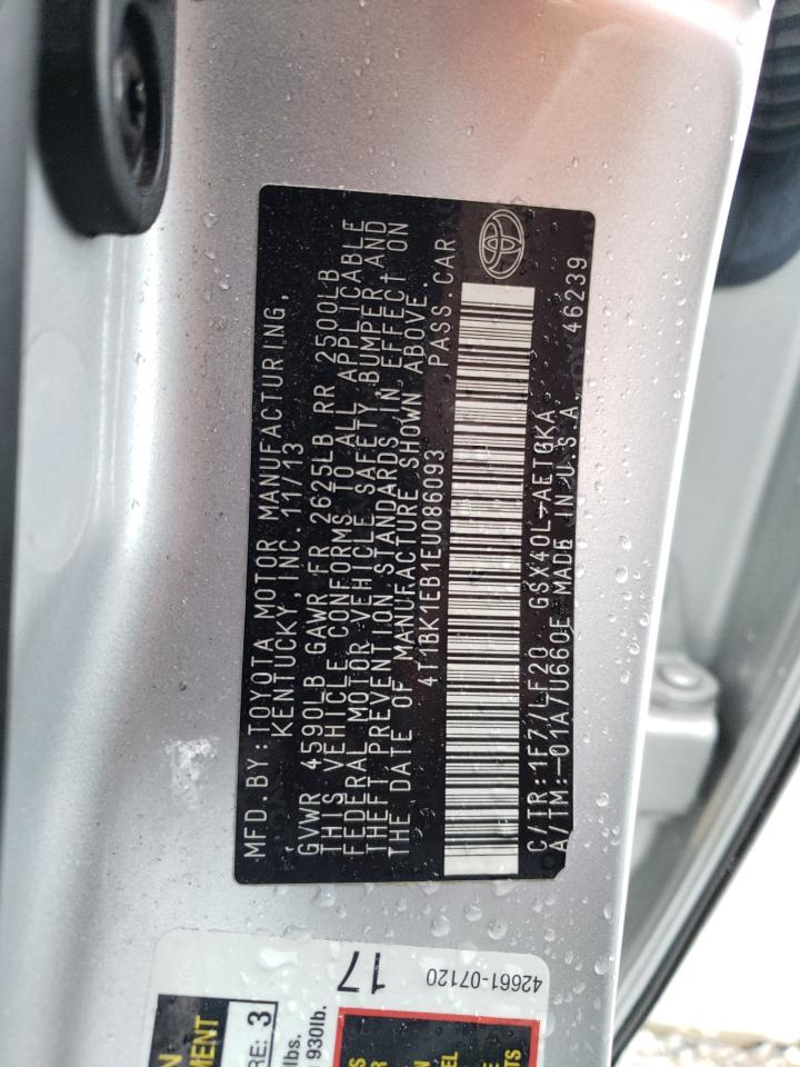 2014 Toyota Avalon Base VIN: 4T1BK1EB1EU086093 Lot: 61876704