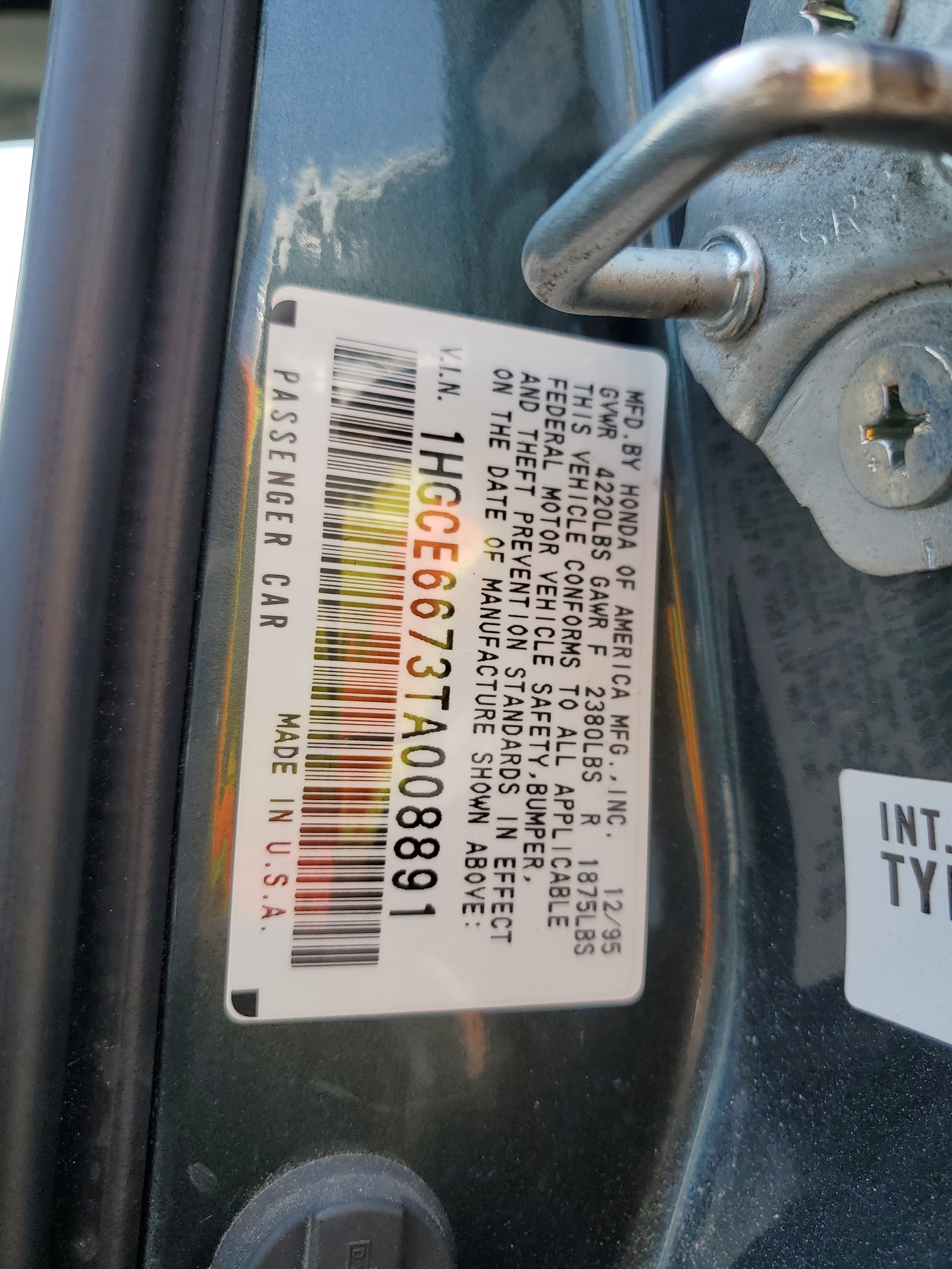 1HGCE6673TA008891 1996 Honda Accord Ex