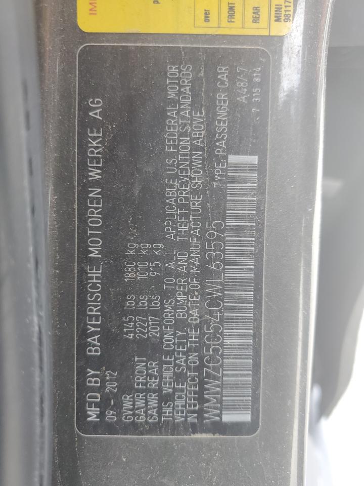 2012 Mini Cooper S Countryman VIN: WMWZC5C54CWL63595 Lot: 60641504