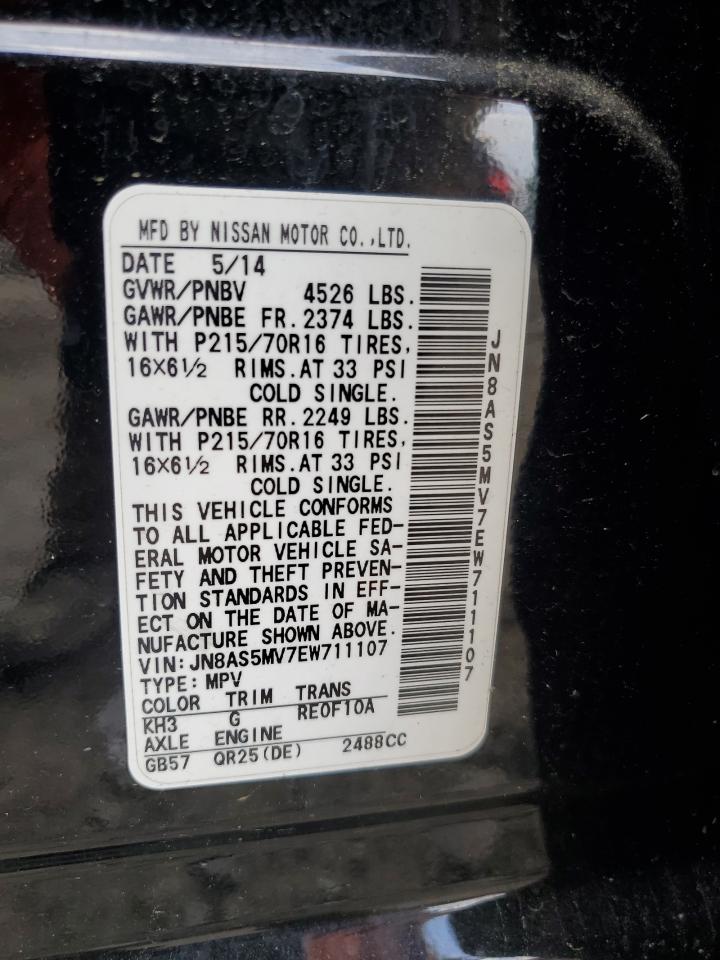 2014 Nissan Rogue Select S VIN: JN8AS5MV7EW711107 Lot: 63464404