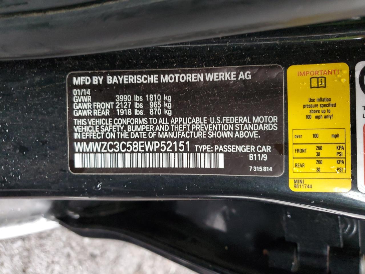 2014 Mini Cooper S Countryman VIN: WMWZC3C58EWP52151 Lot: 64625184