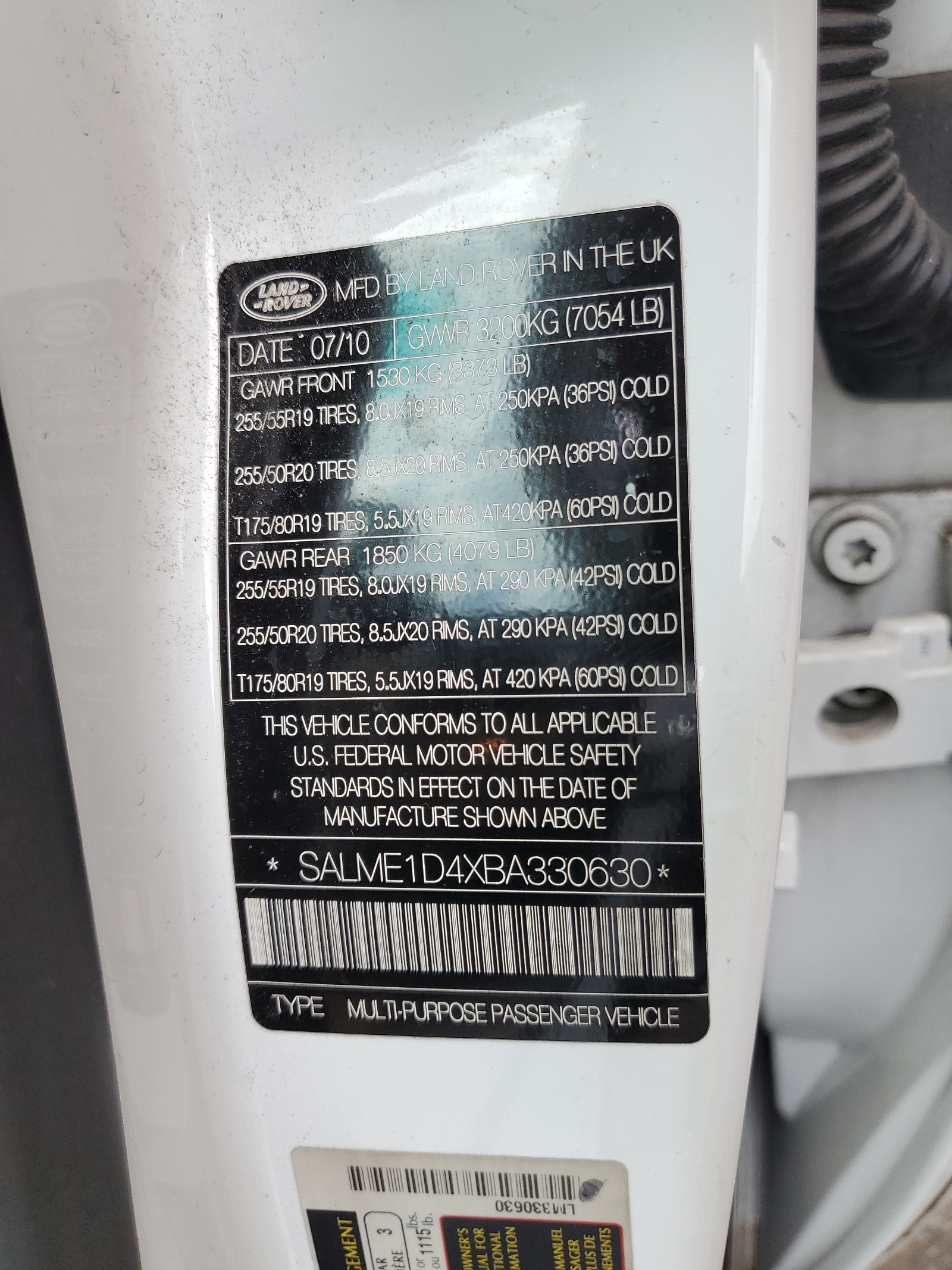 SALME1D4XBA330630 2011 Land Rover Range Rover Hse