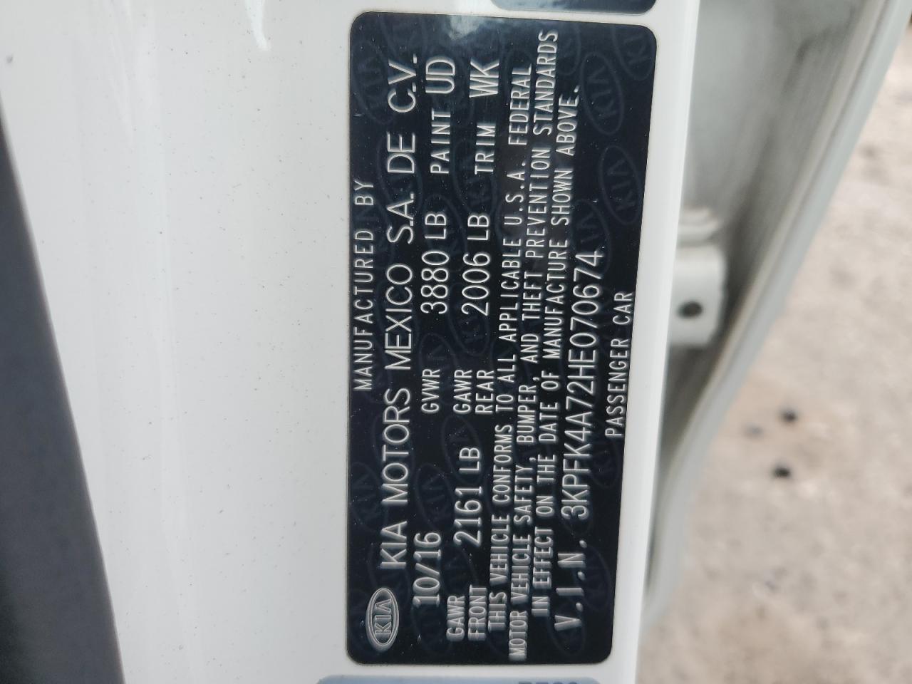 2017 Kia Forte Lx VIN: 3KPFK4A72HE070674 Lot: 63767614