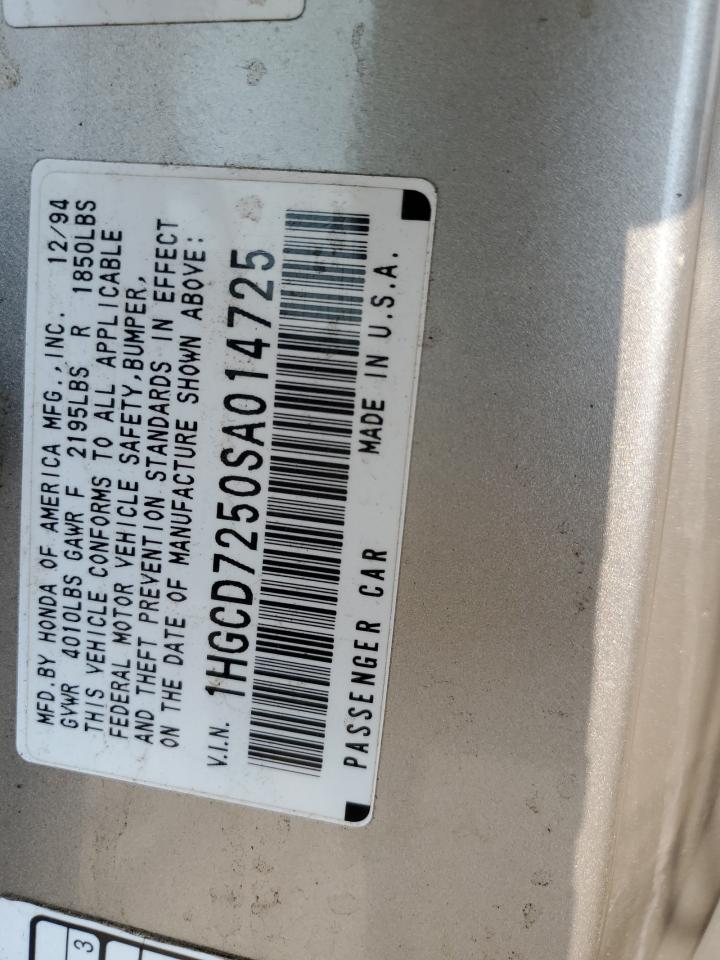 1995 Honda Accord Ex VIN: 1HGCD7250SA014725 Lot: 63202104