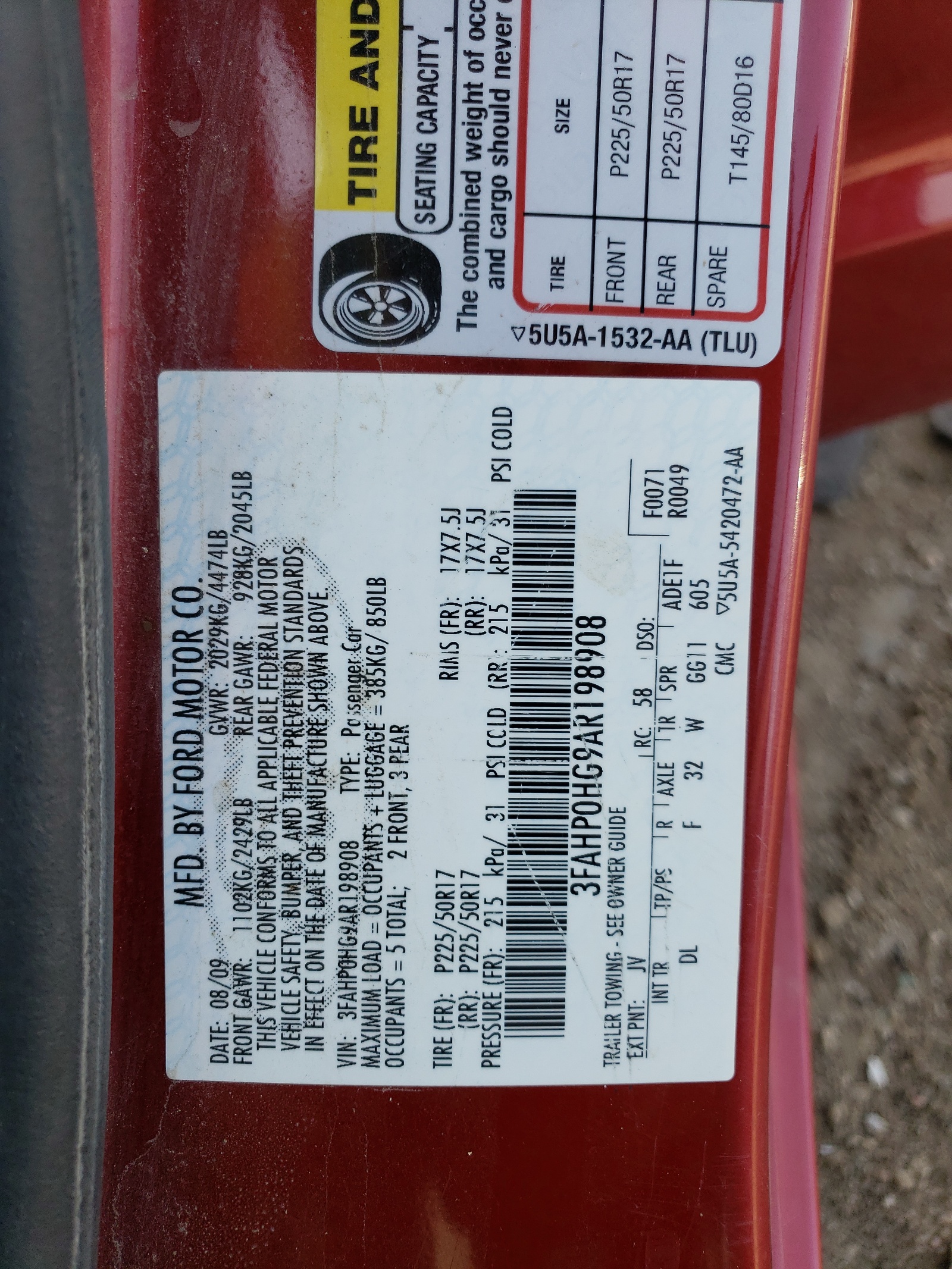 3FAHP0HG9AR198908 2010 Ford Fusion Se