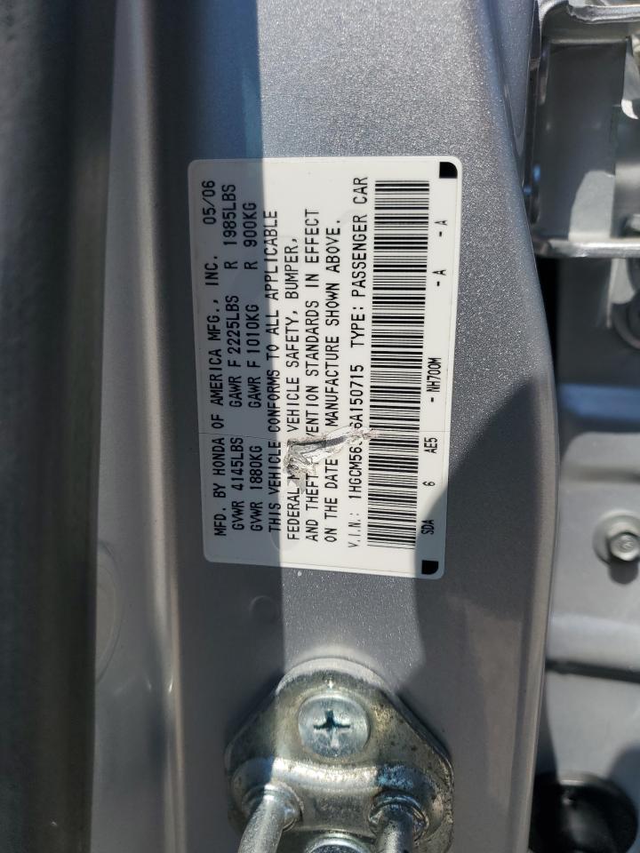 2006 Honda Accord Se VIN: 1HGCM56346A150715 Lot: 62724274