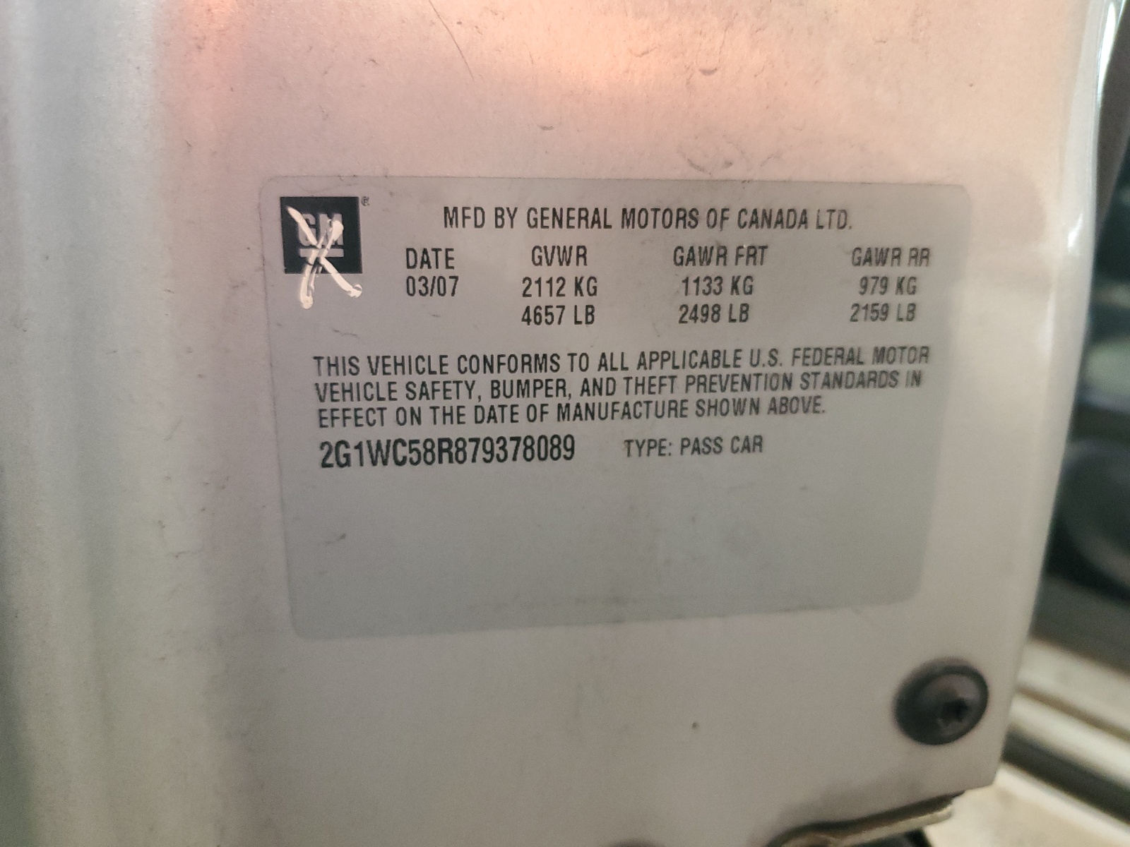 2G1WC58R879378089 2007 Chevrolet Impala Lt