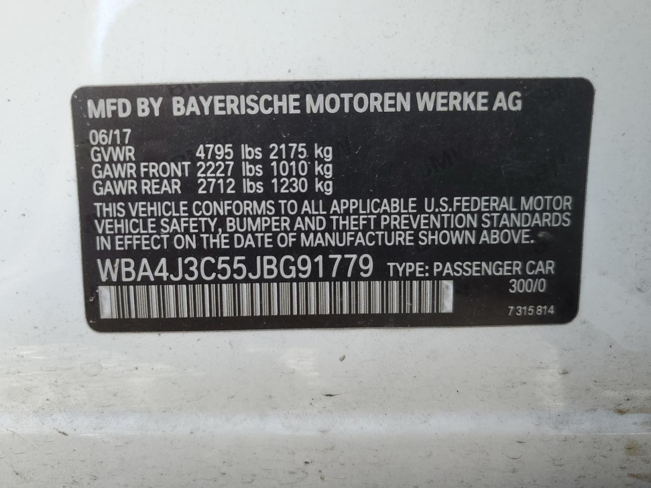 2018 BMW 430Xi Gran Coupe VIN: WBA4J3C55JBG91779 Lot: 59463924