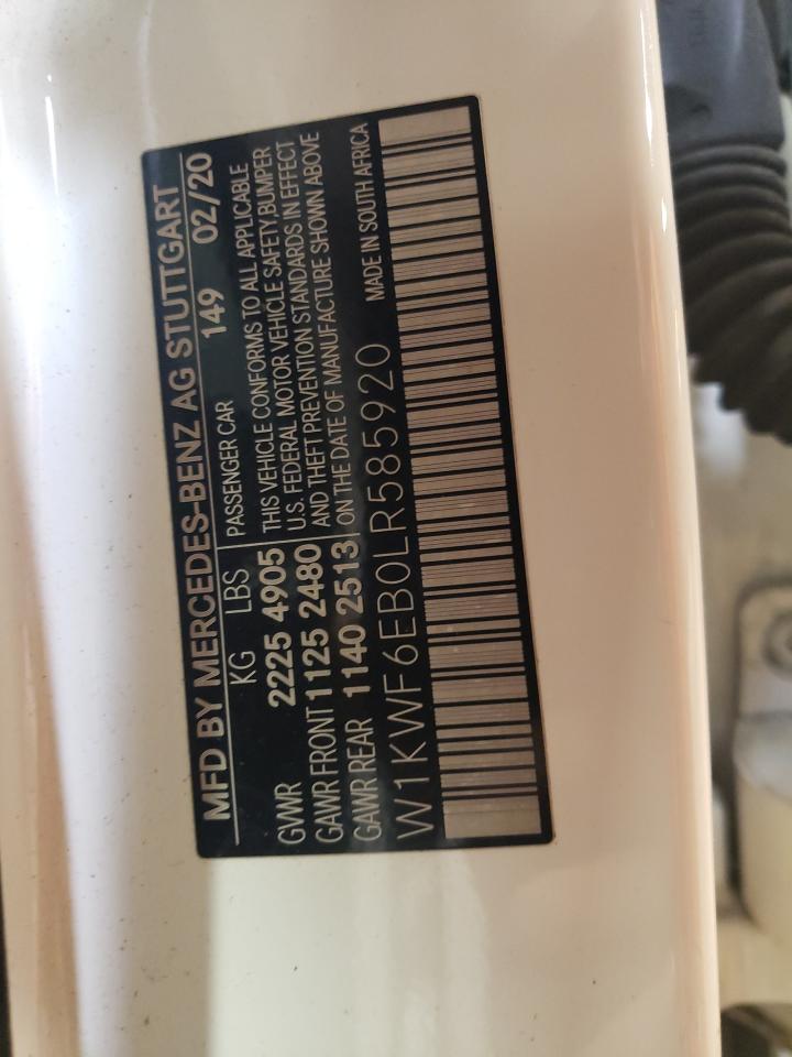 2020 Mercedes-Benz C 43 Amg VIN: W1KWF6EB0LR585920 Lot: 64612154