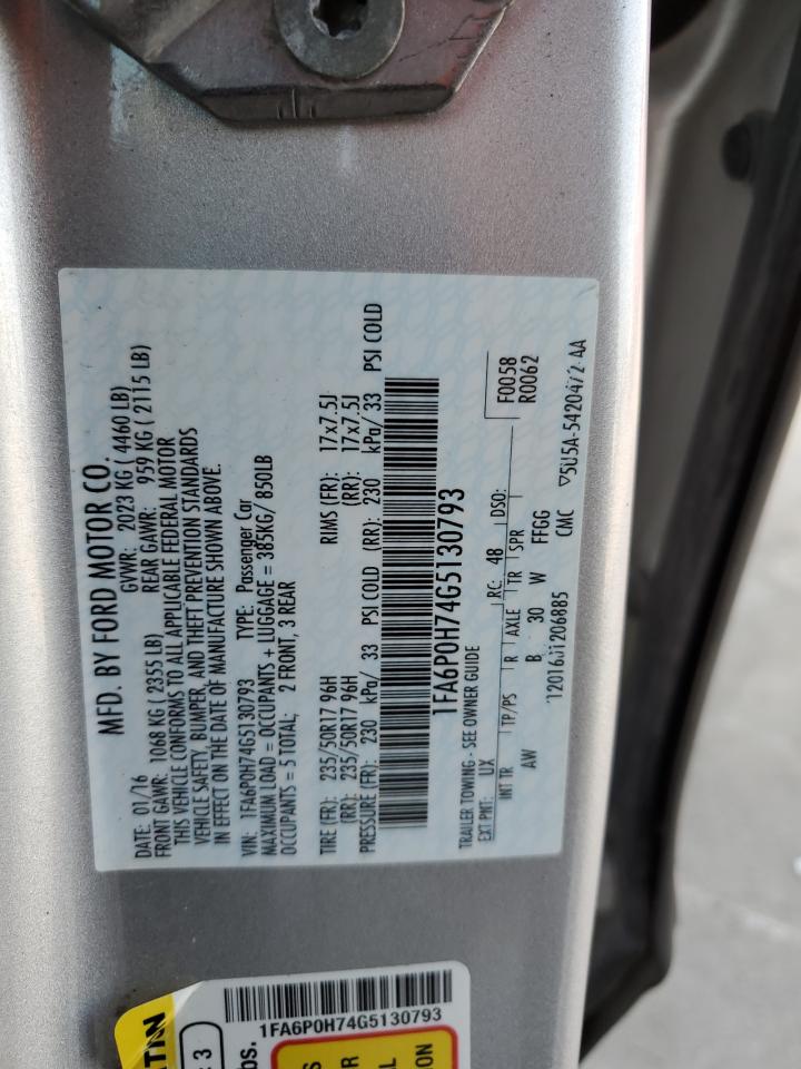 2016 Ford Fusion Se VIN: 1FA6P0H74G5130793 Lot: 62569764