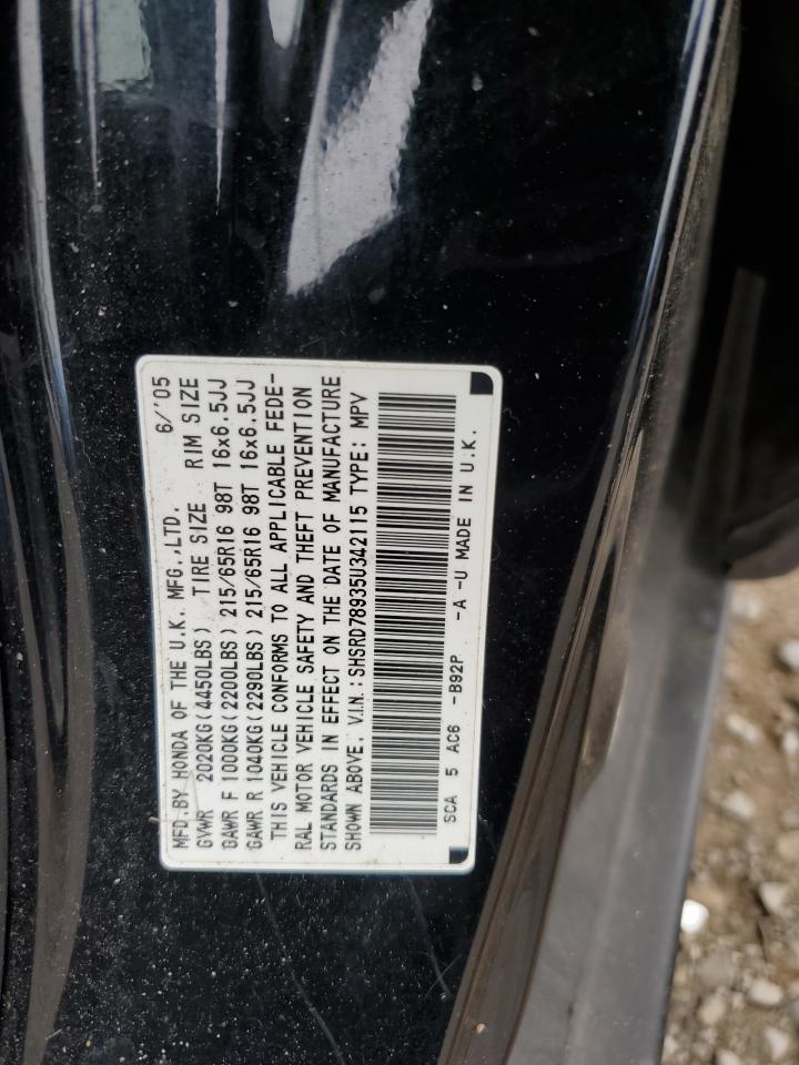 2005 Honda Cr-V Se VIN: SHSRD78935U342115 Lot: 61552804