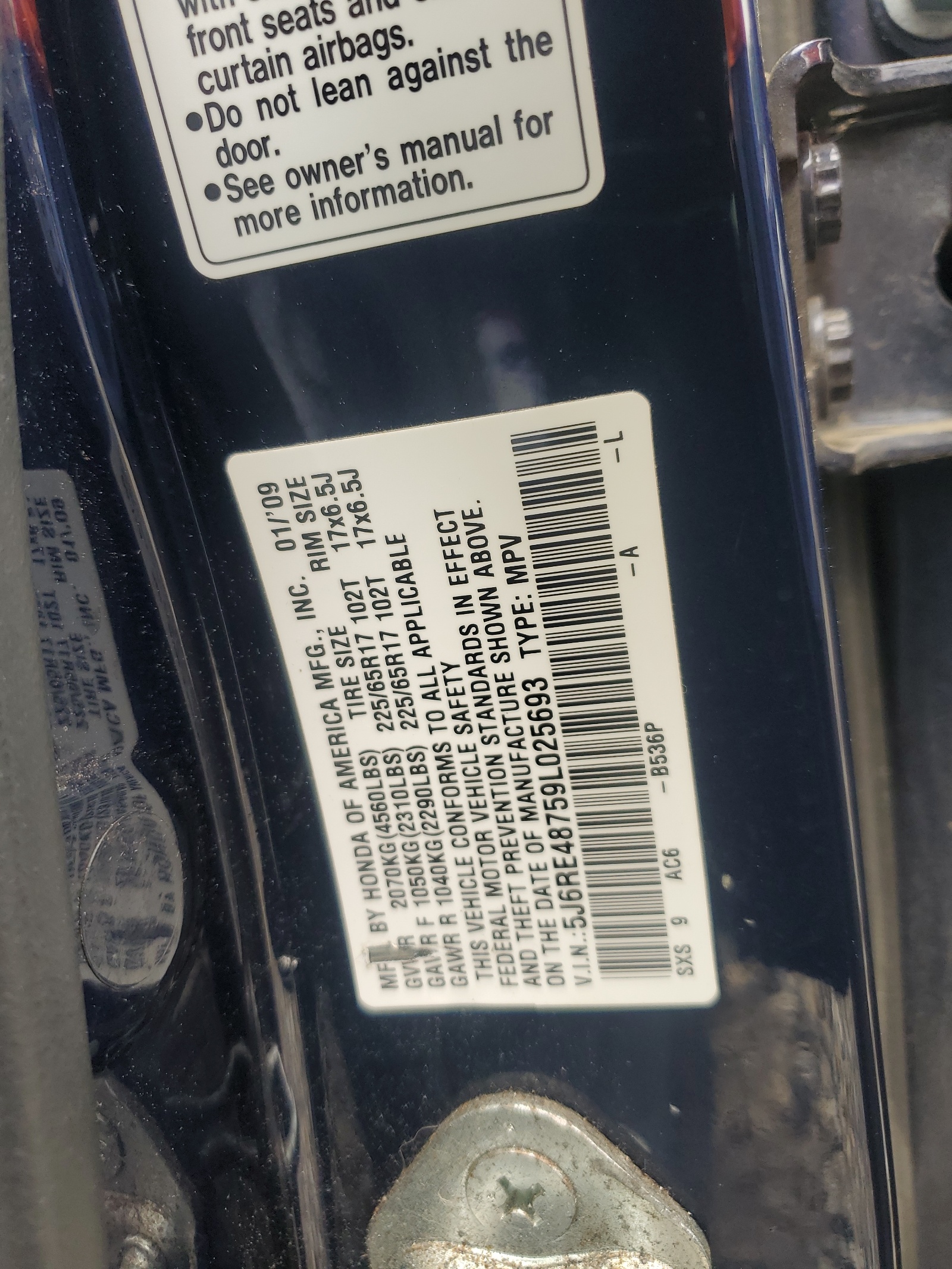 5J6RE48759L025693 2009 Honda Cr-V Exl