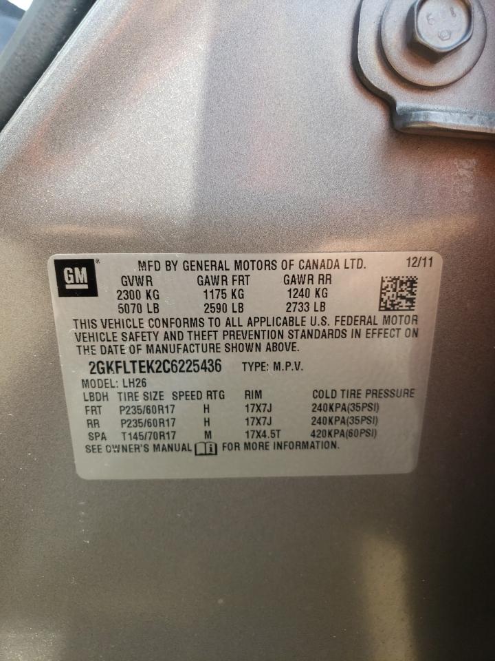 2012 GMC Terrain Sle VIN: 2GKFLTEK2C6225436 Lot: 63443354