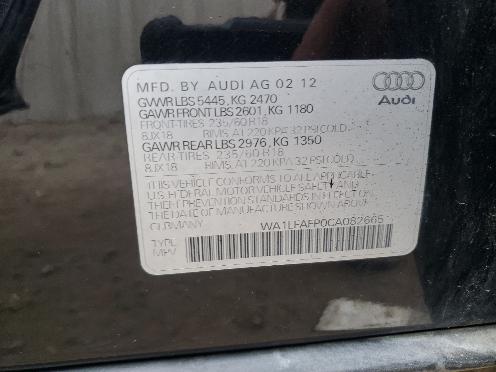 WA1LFAFP0CA082665 2012 Audi Q5 Premium Plus