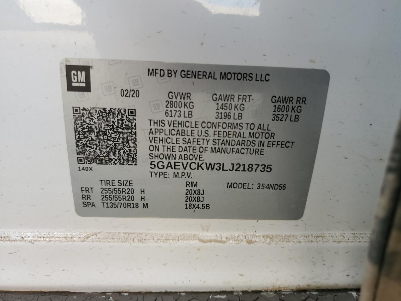 2020 Buick Enclave Avenir VIN: 5GAEVCKW3LJ218735 Lot: 62966264