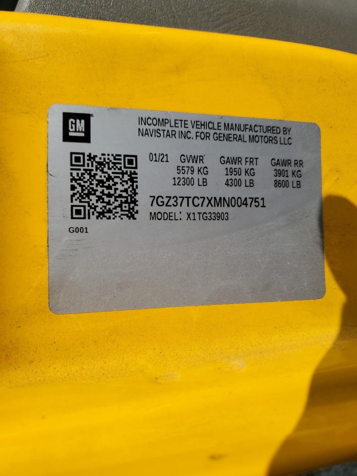 2021 GMC Savana Cutaway G3500 VIN: 7GZ37TC7XMN004751 Lot: 59742054