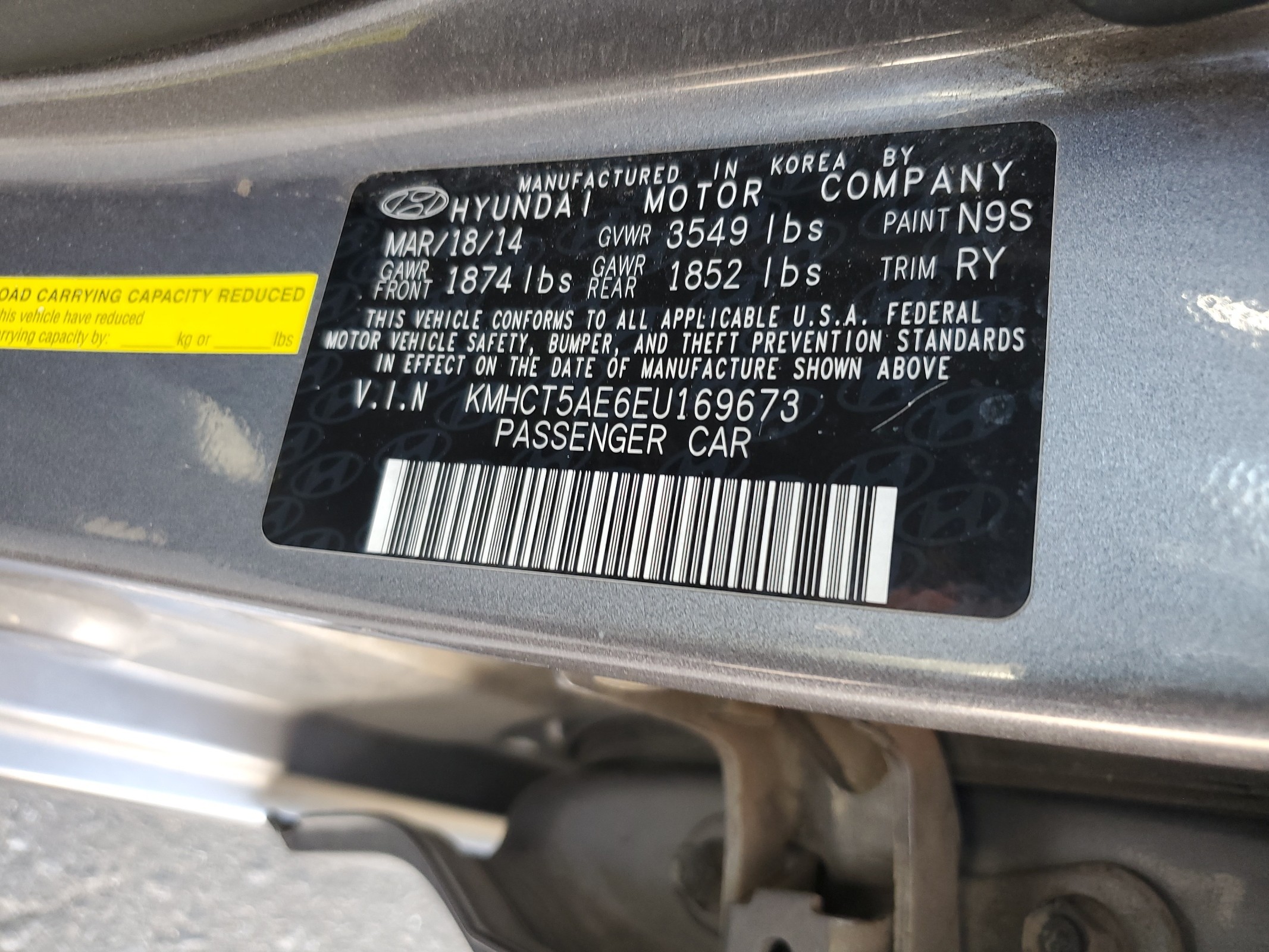 KMHCT5AE6EU169673 2014 Hyundai Accent Gls