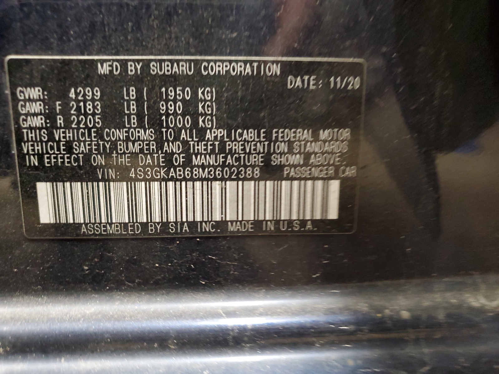 4S3GKAB68M3602388 2021 Subaru Impreza