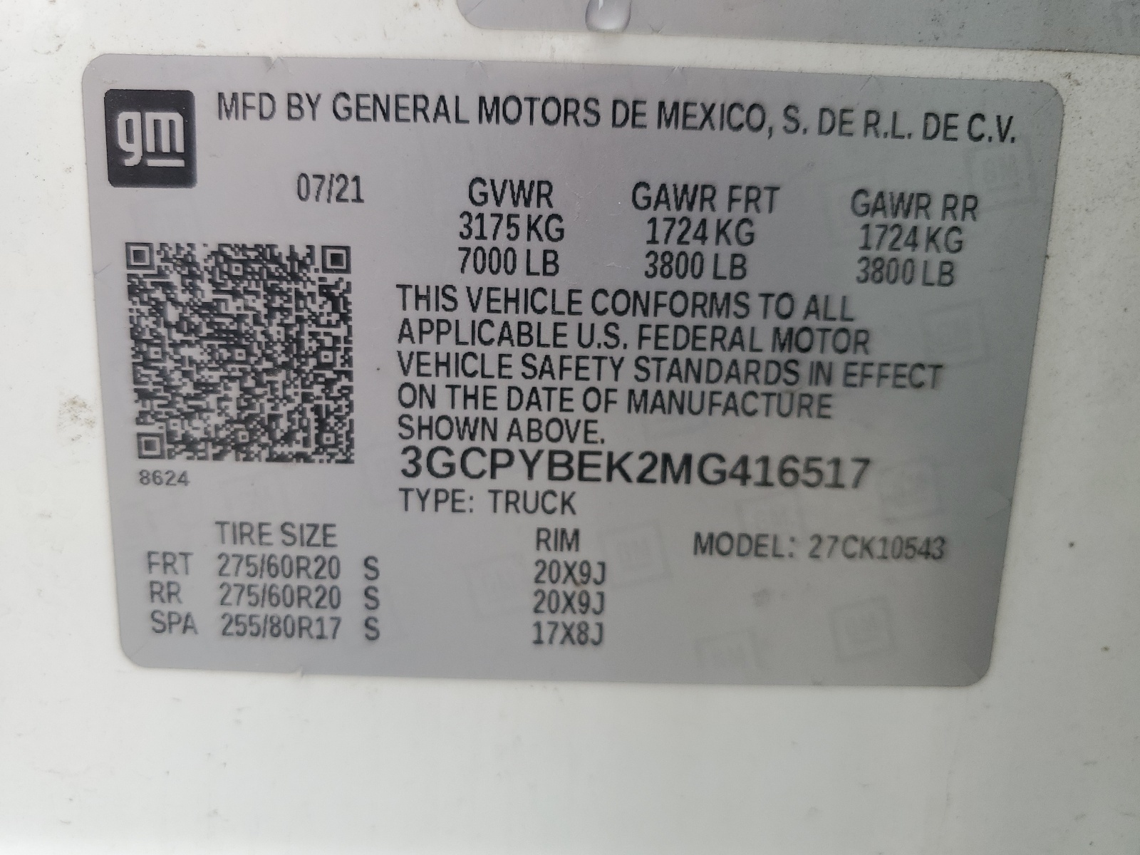 3GCPYBEK2MG416517 2021 Chevrolet Silverado K1500 Custom