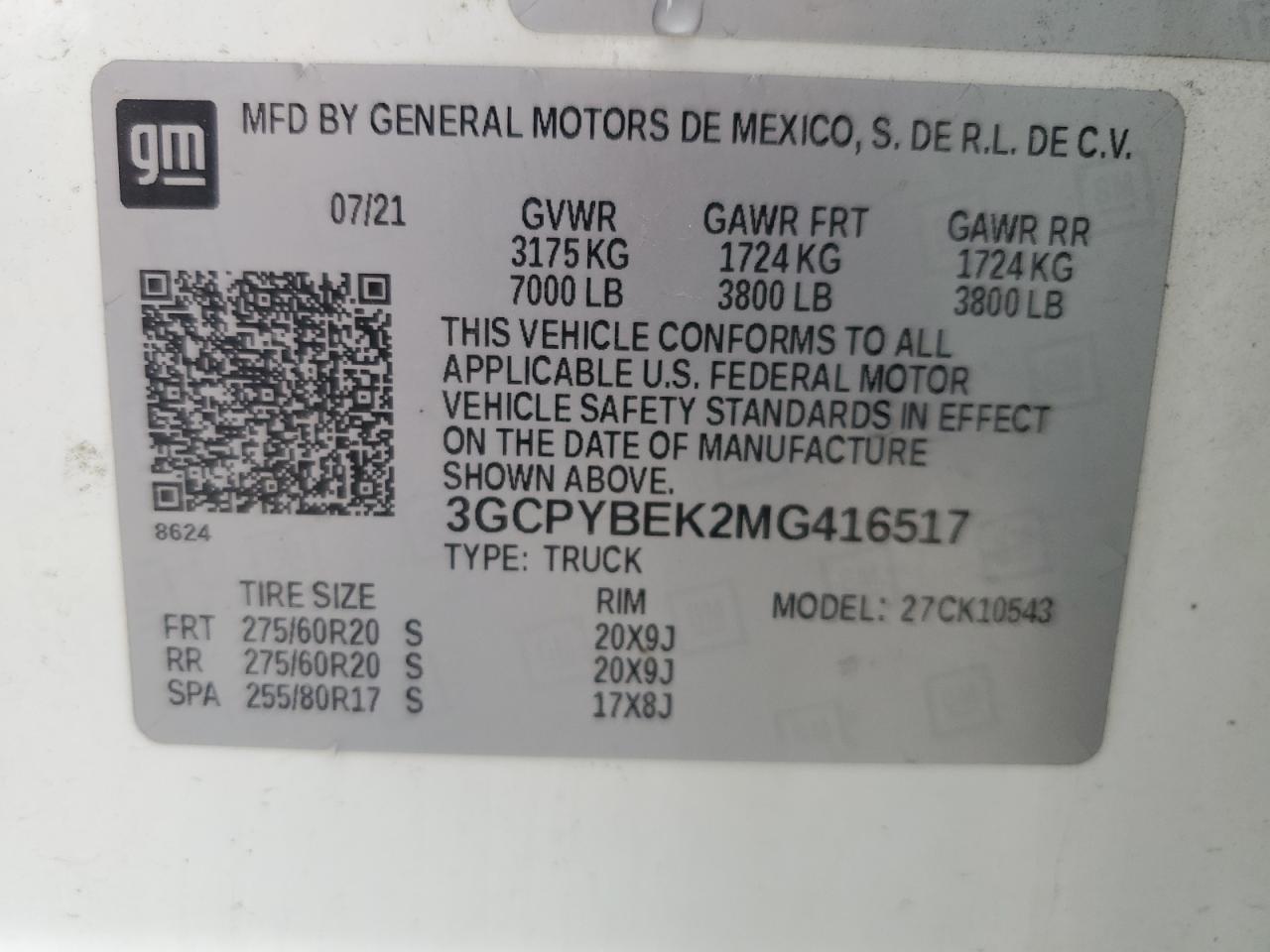 2021 Chevrolet Silverado K1500 Custom VIN: 3GCPYBEK2MG416517 Lot: 62487584