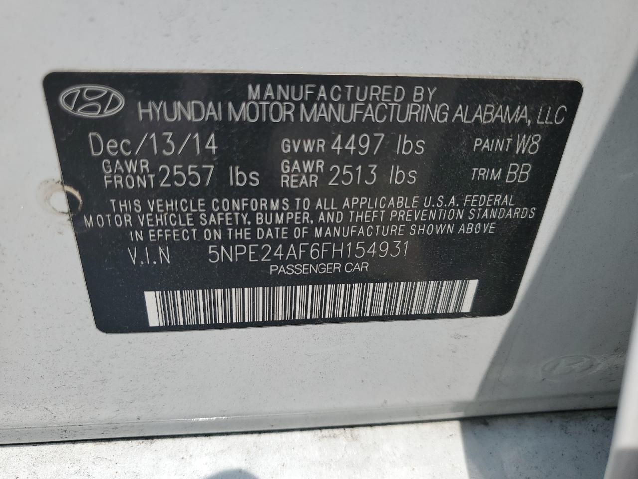 5NPE24AF6FH154931 2015 HYUNDAI SONATA - Image 12