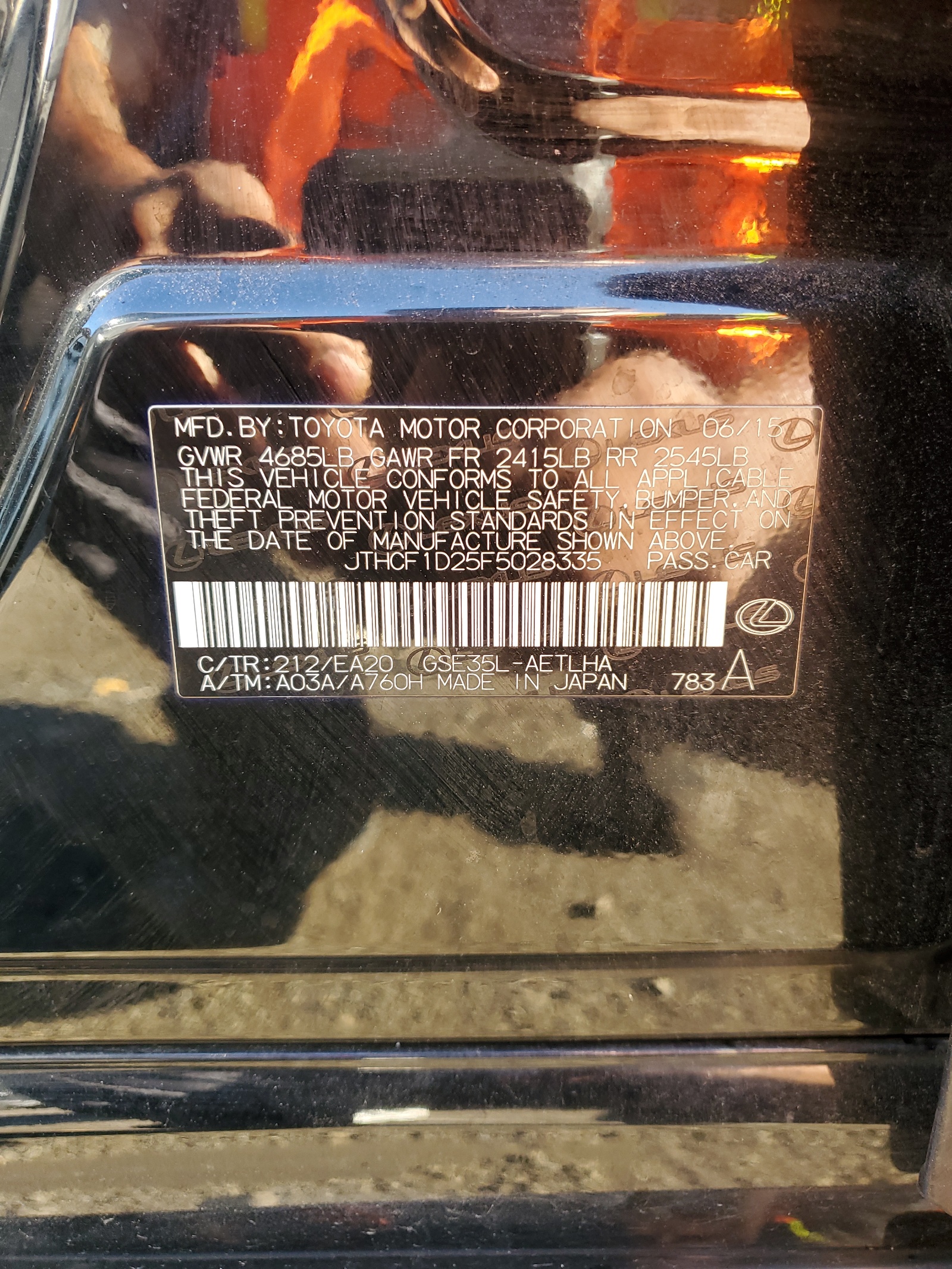 JTHCF1D25F5028335 2015 Lexus Is 250