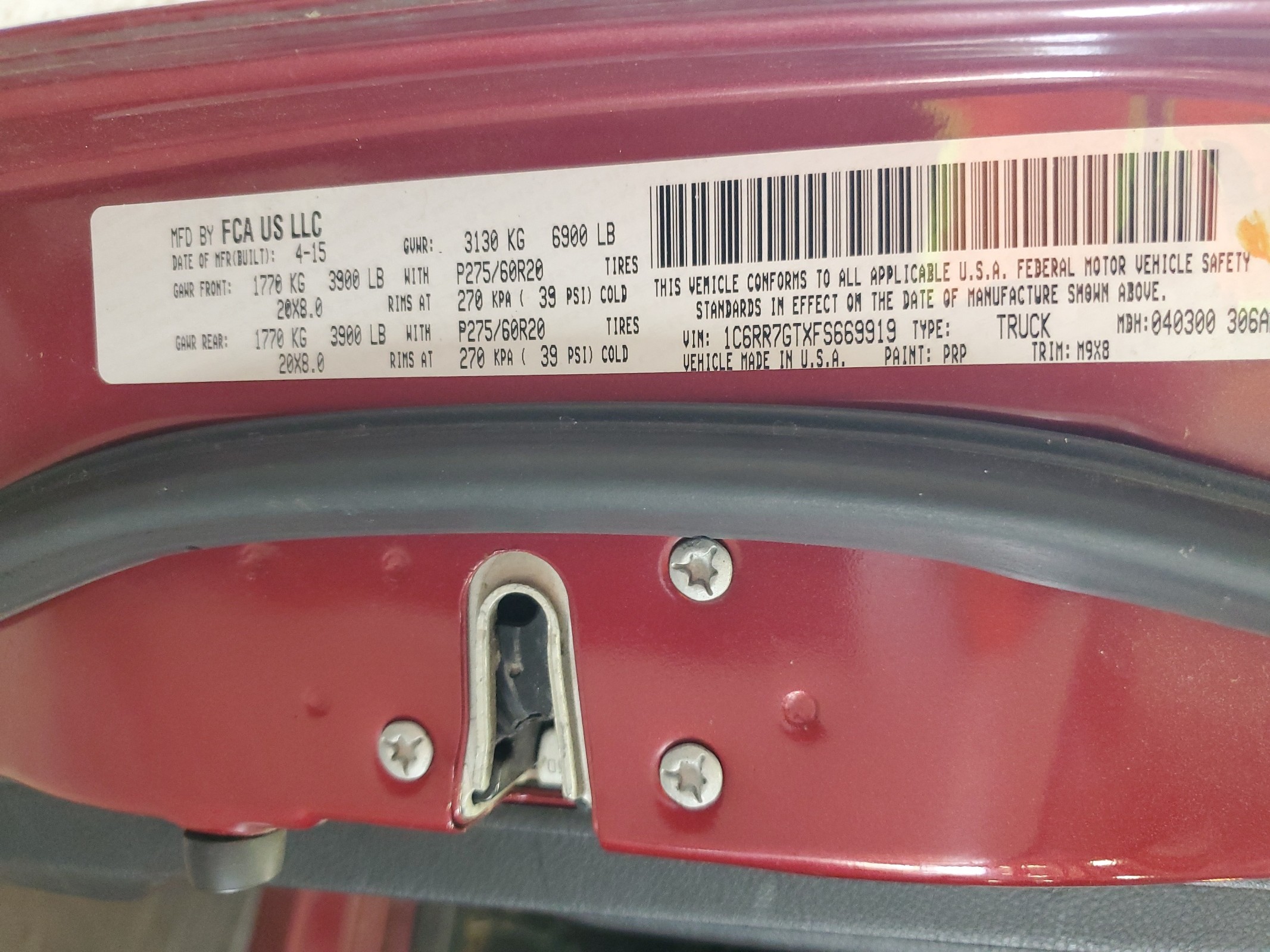 1C6RR7GTXFS669919 2015 Ram 1500 Slt