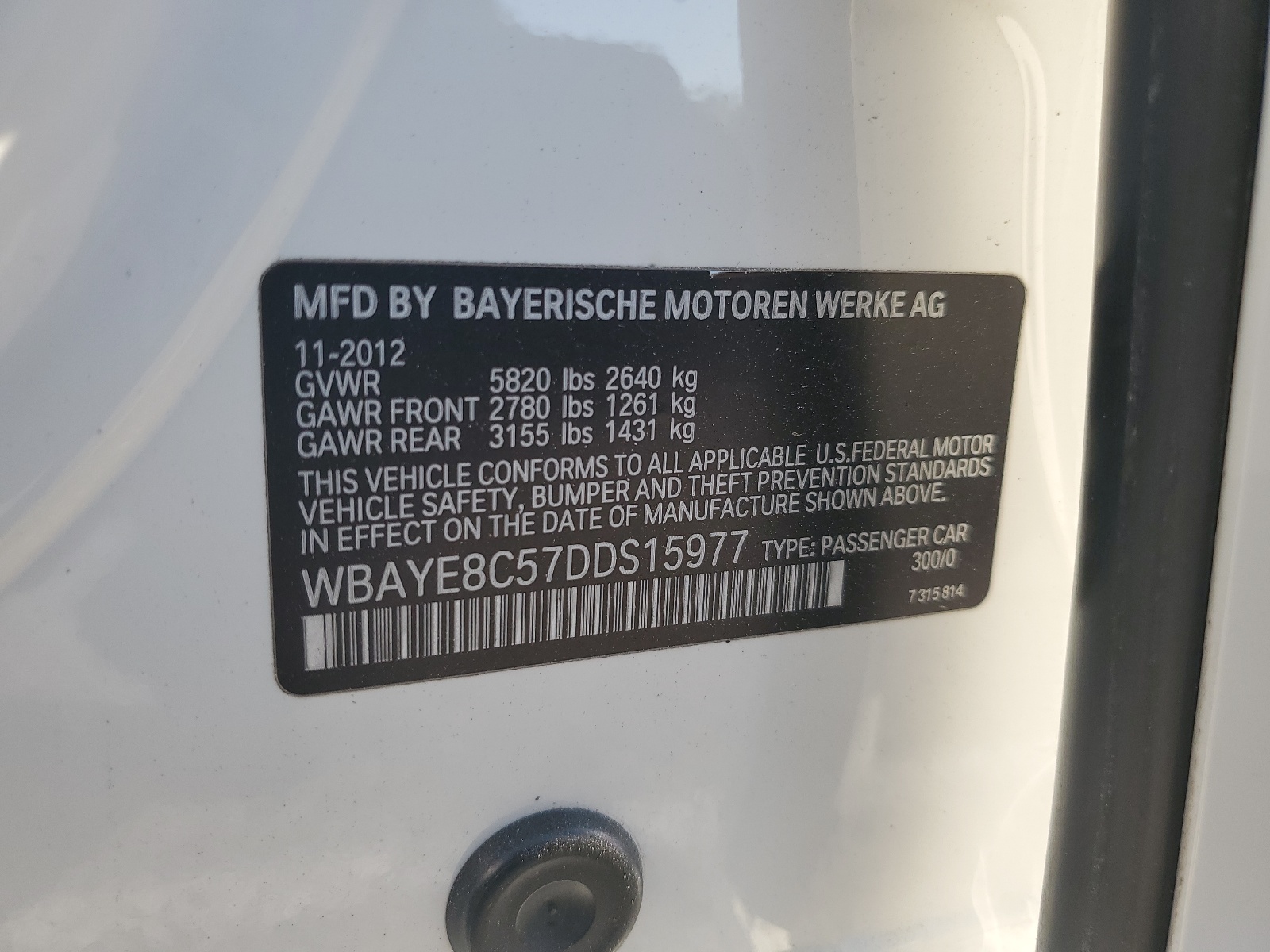 WBAYE8C57DDS15977 2013 BMW Alpina B7