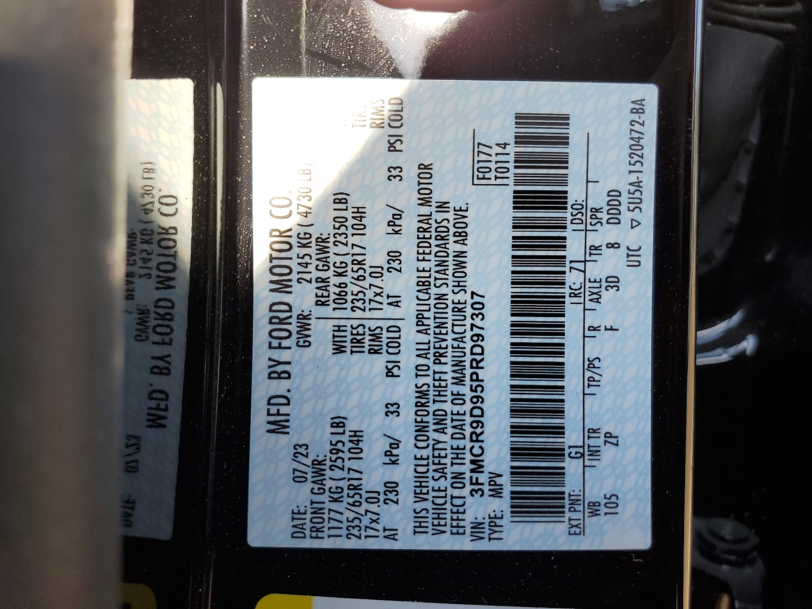 3FMCR9D95PRD97307 2023 Ford Bronco Sport Badlands