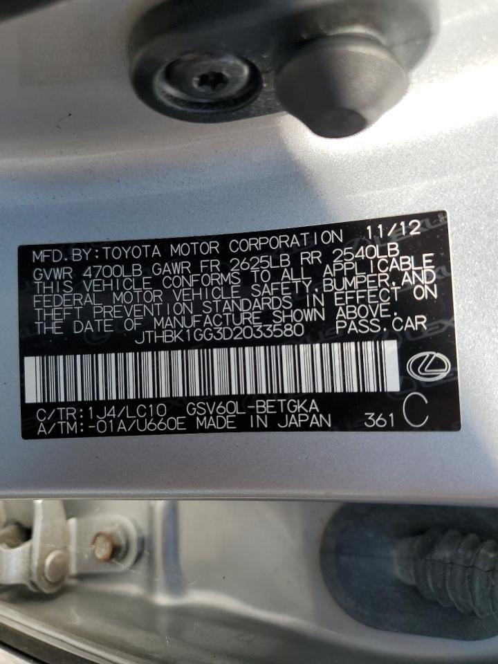 2013 Lexus Es 350 VIN: JTHBK1GG3D2033580 Lot: 65266814