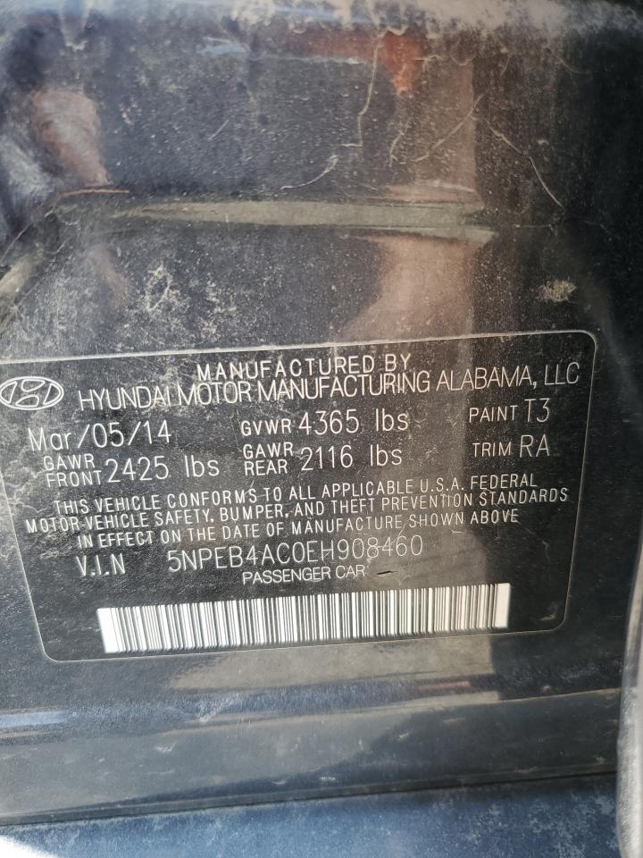 2014 Hyundai Sonata Gls VIN: 5NPEB4AC0EH908460 Lot: 62470724