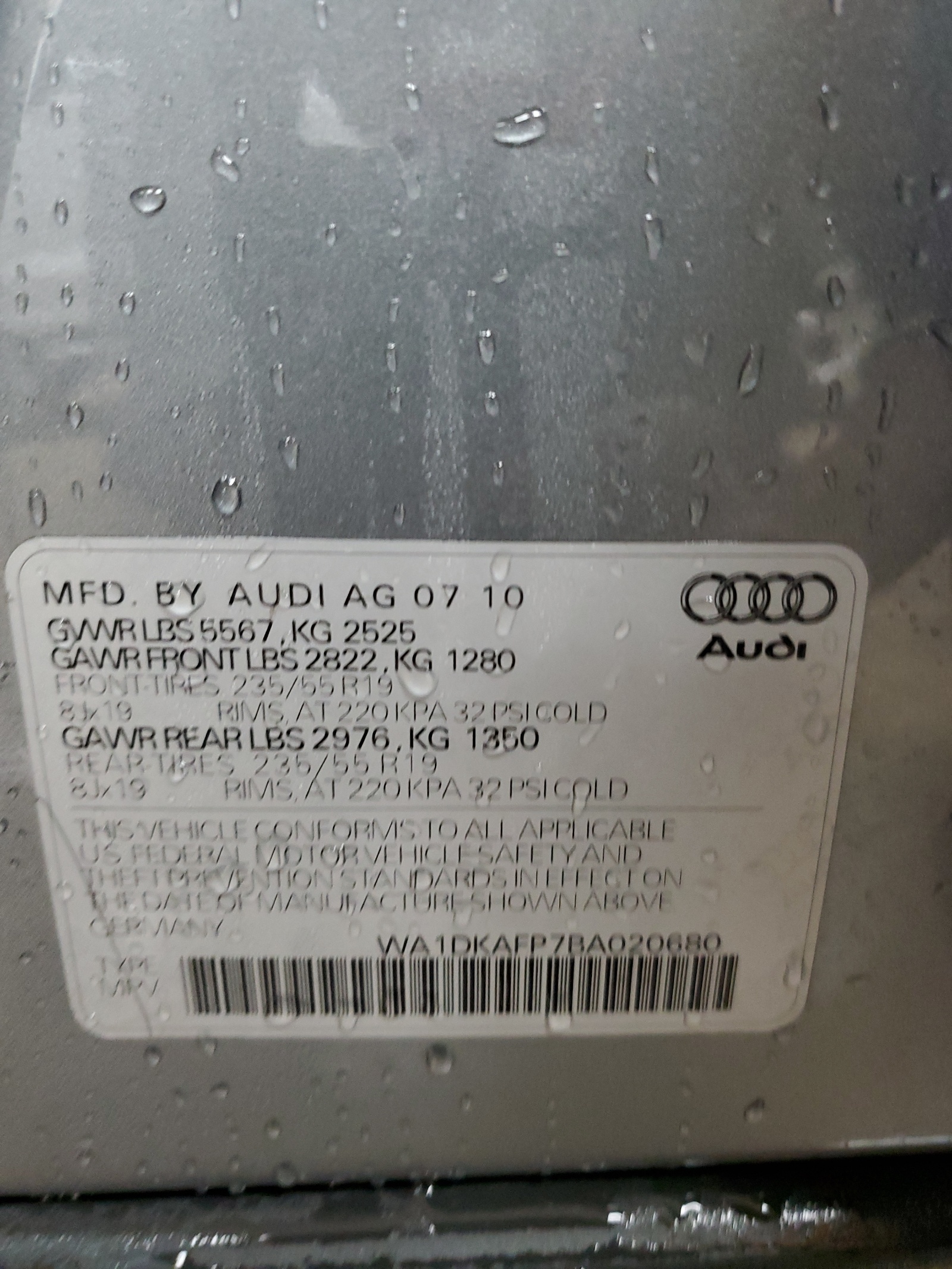 WA1DKAFP7BA020680 2011 Audi Q5 Premium Plus