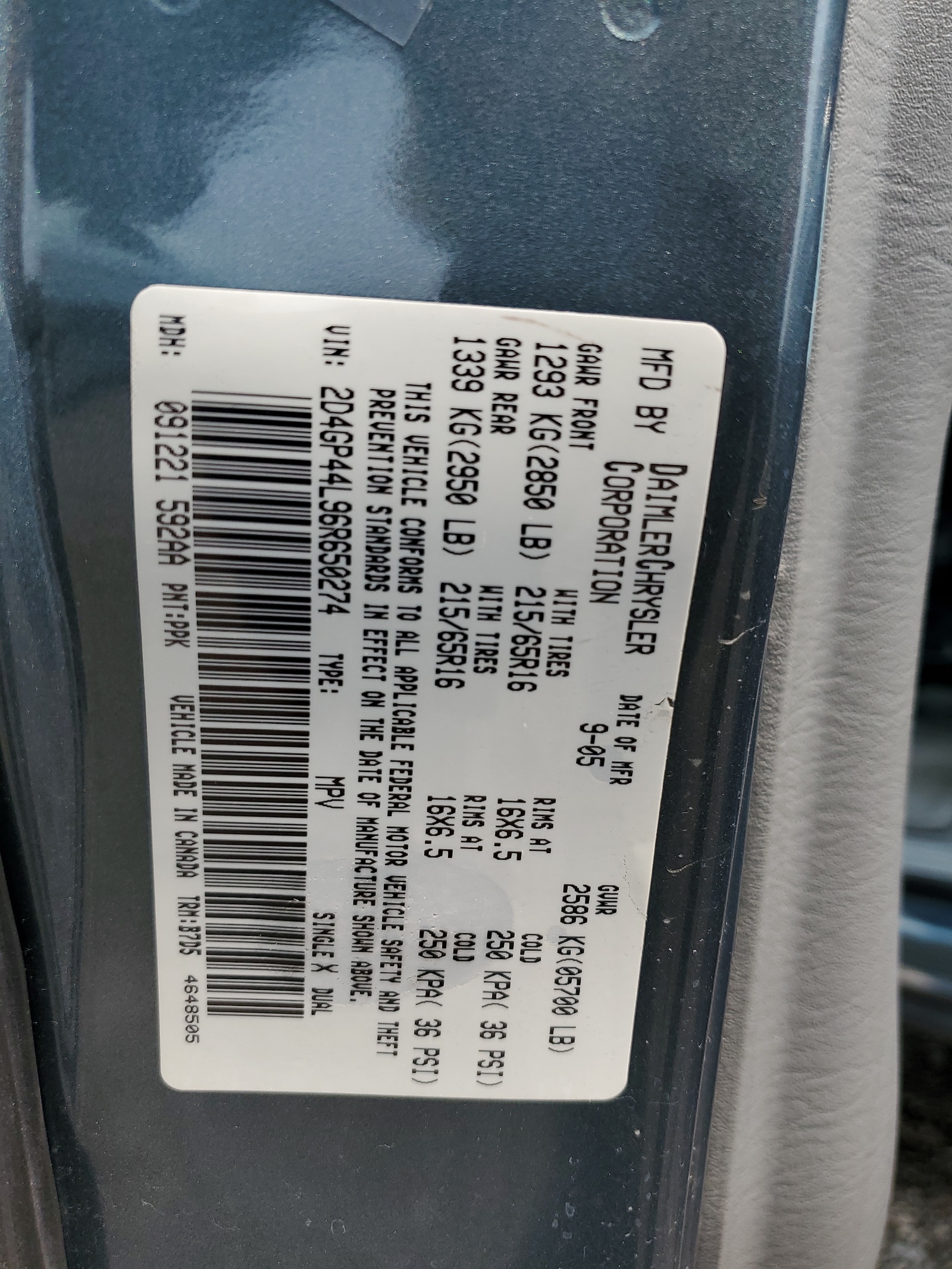 2D4GP44L96R650274 2006 Dodge Grand Caravan Sxt