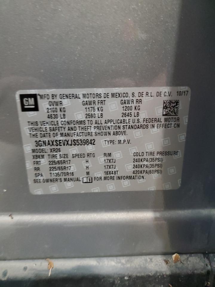 2018 Chevrolet Equinox Lt VIN: 3GNAXSEVXJS539842 Lot: 62014564