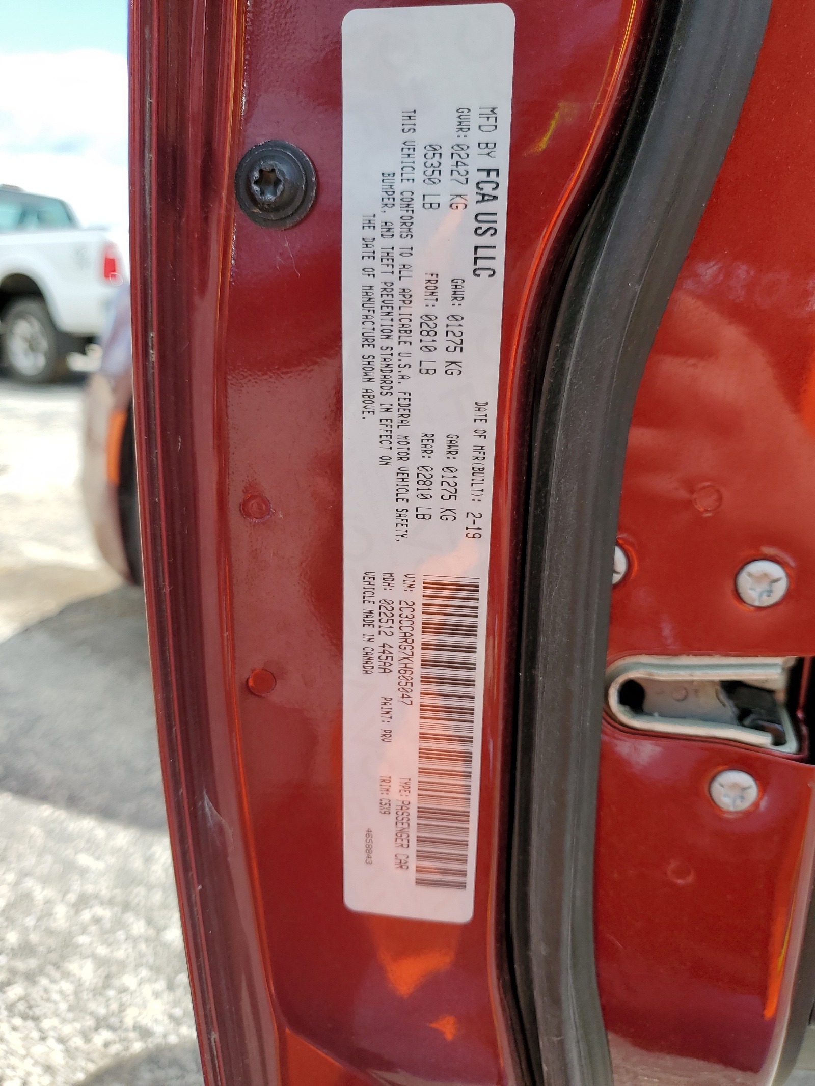 2C3CCARG7KH605047 2019 Chrysler 300 Touring