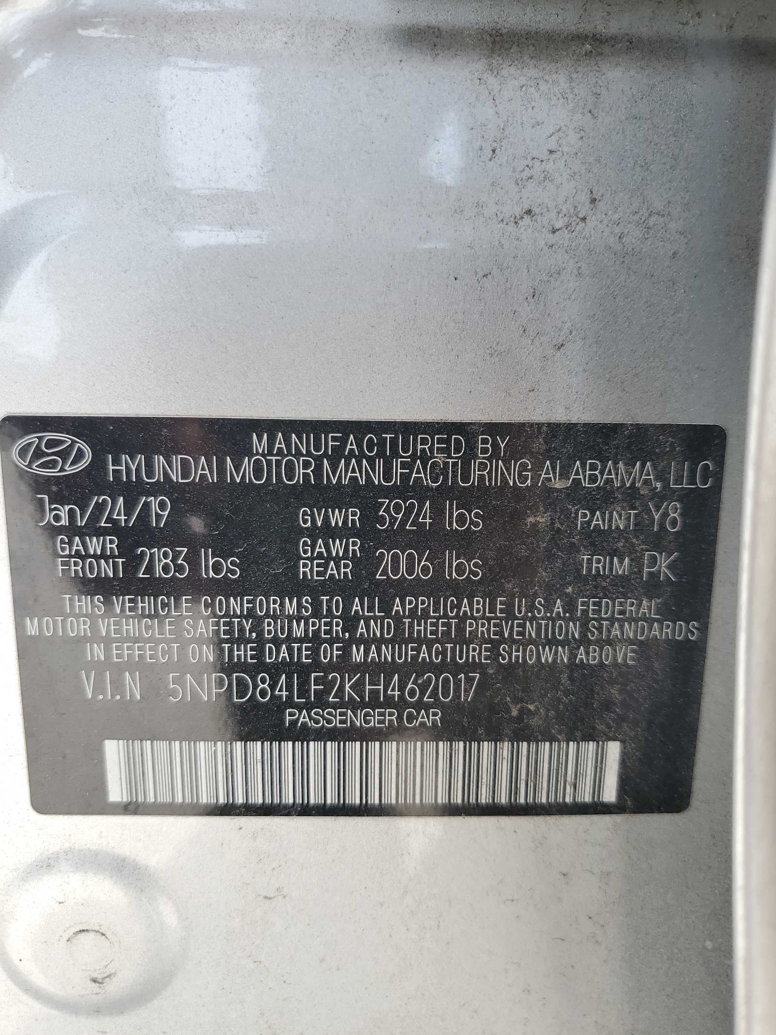 5NPD84LF2KH462017 2019 Hyundai Elantra Sel